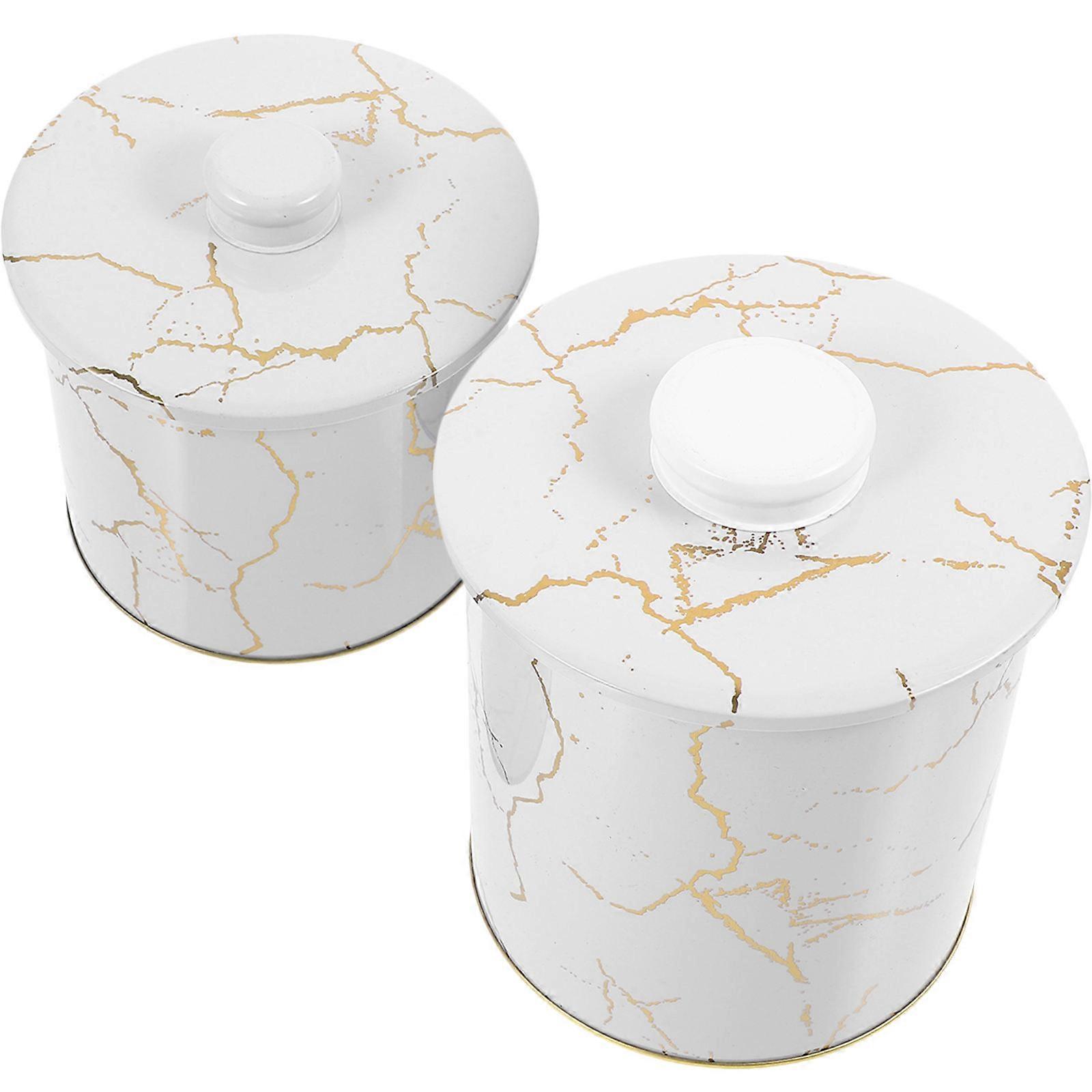 Bread Storage Box 2Pcs White Iron Construction Cake Wrapping Box for Home Use