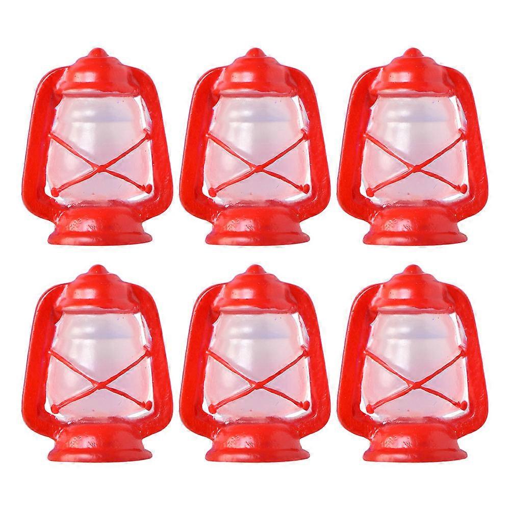 6pcs Mini Retro Kerosene Lanterns for Dollhouse Resin Vintage Lamp Decor Small Detailed Adornment for Dollhouse Living Room Bedroom Collection
