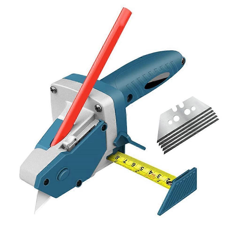Drywall Cutting Tool, Plasterboard Cutter, Drywall Cutter, Woodworking Scriber, Woodworking Cutting Board Tool with 5 Blades, Blue