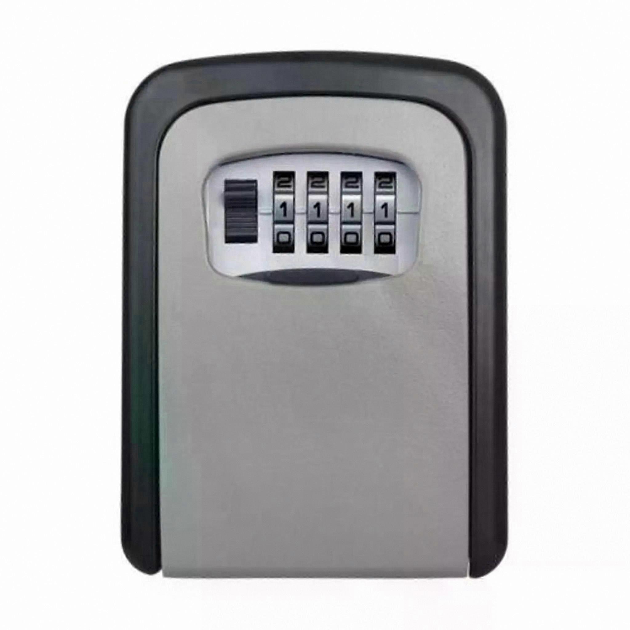 Wall Mount Key Lock Box, Durable Aluminum Alloy, Custom Combination, Weatherproof Design, Holds Up to 4 Keys Securely