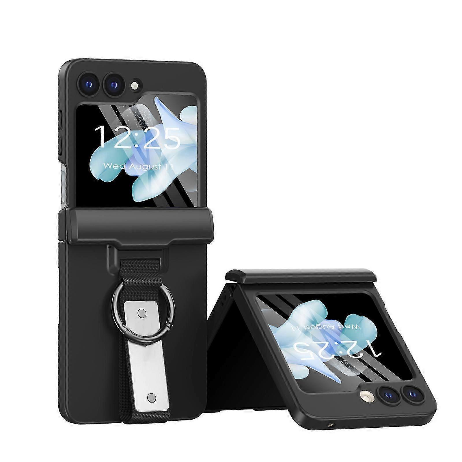 لحافظة سامسونج جالاكسي زد فليب 5 حماية من المفصلات الزنبركية ، جراب Z Flip 5 مع حامل حلقة ، غطاء شامل للكمبيوتر الشخصي مقاوم للصدمات لكاميرا Z Flip 5