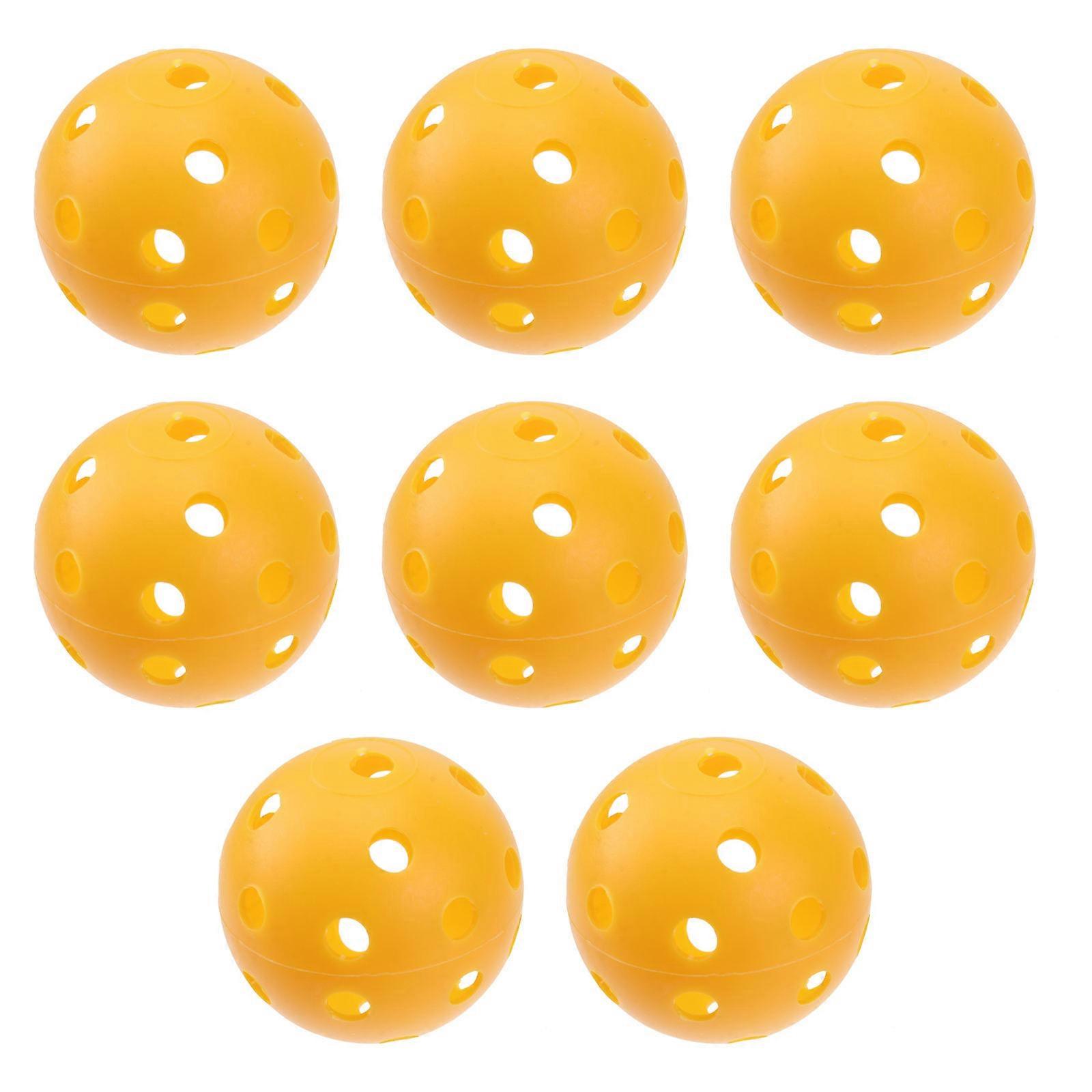 8Pcs Yellow Pickleball Balls Perfect For Indoor And Outdoor Play Suitable For All Ages Featuring Controllable Bounce And Resists Splitting