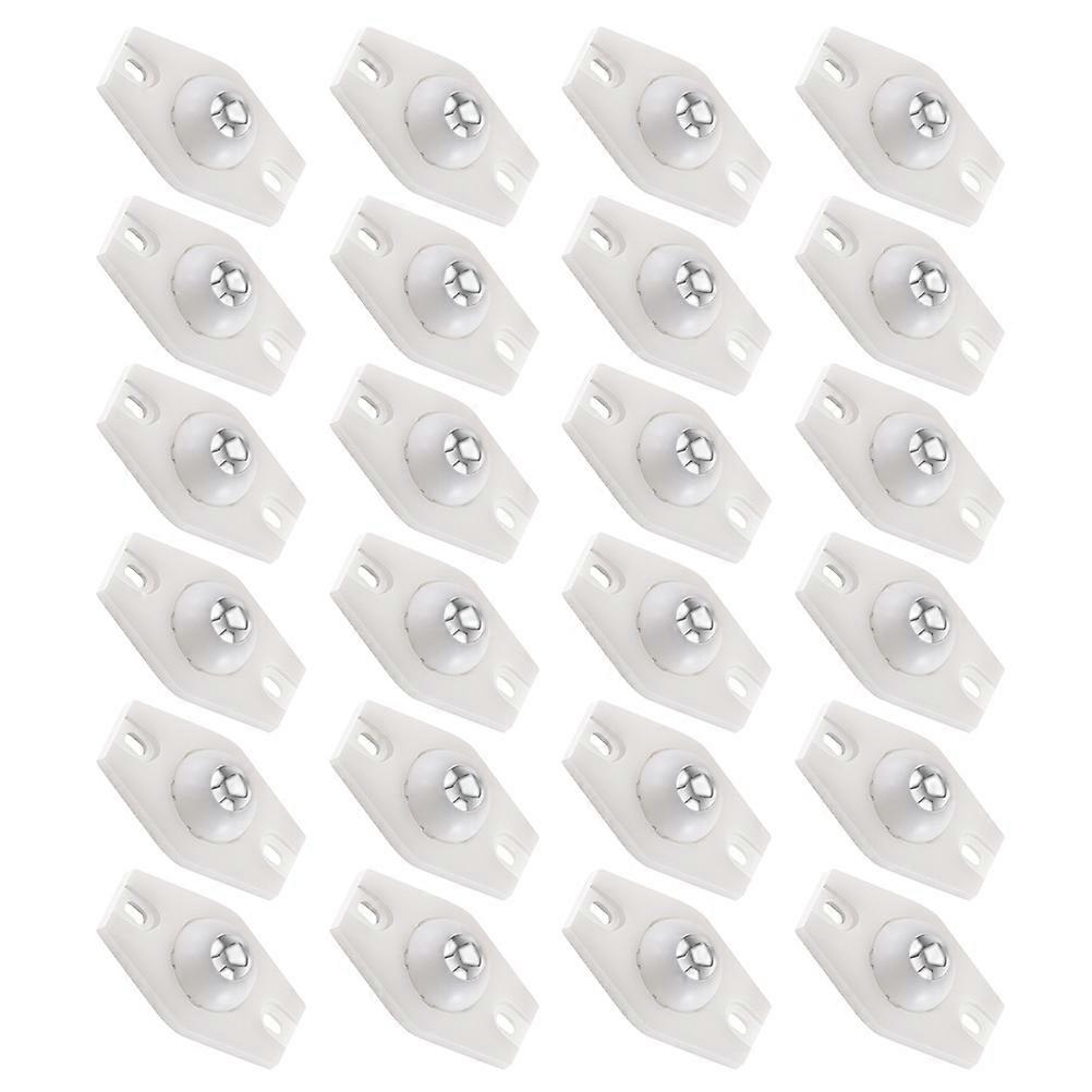 Caster Wheel Adhesive Pulley for Home Use White Plastic and Steel 24pcs