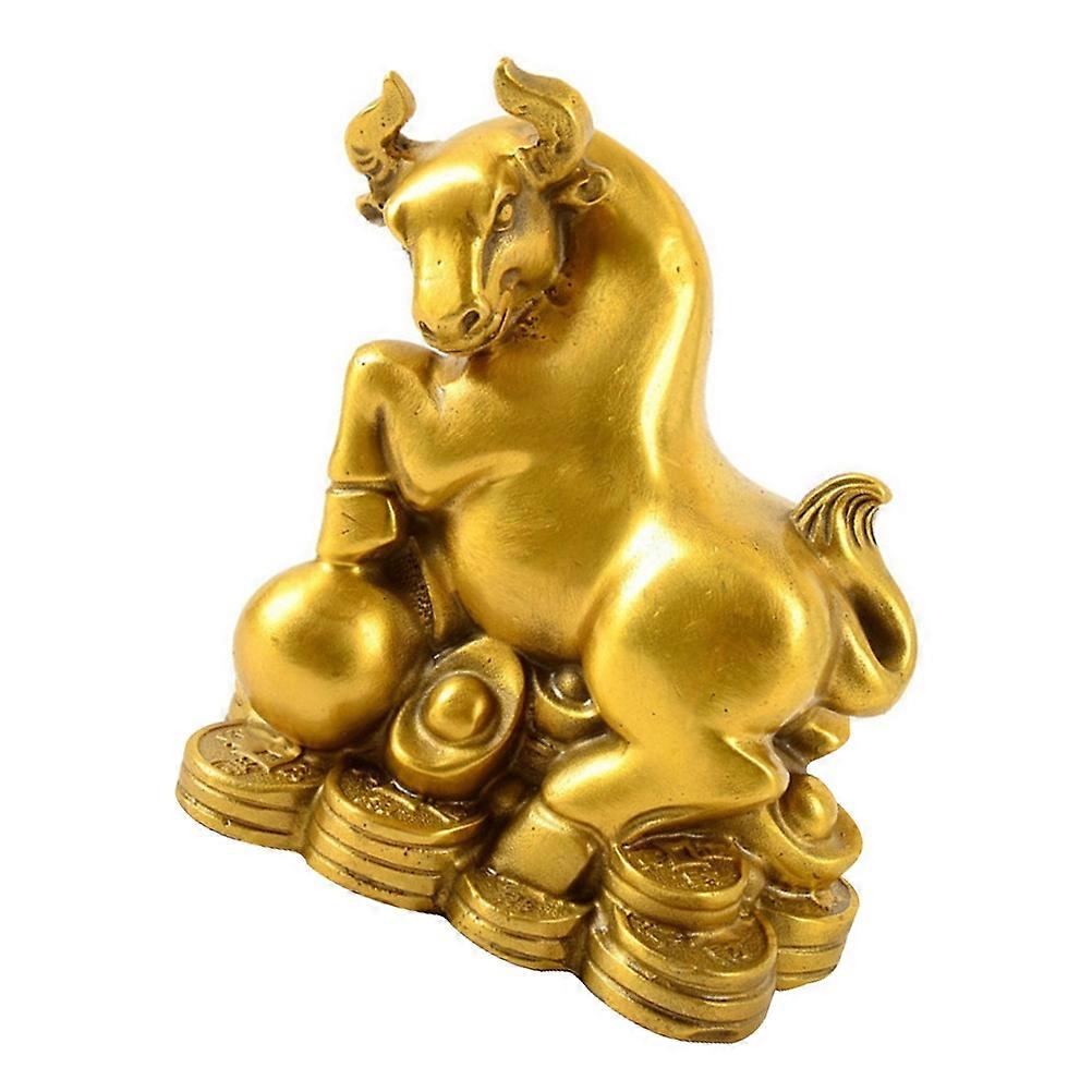 Golden Copper Ox Adornment for Decoration with Strong Three Dimensional Sense Perfect for Desk or Bookshelf 1pc