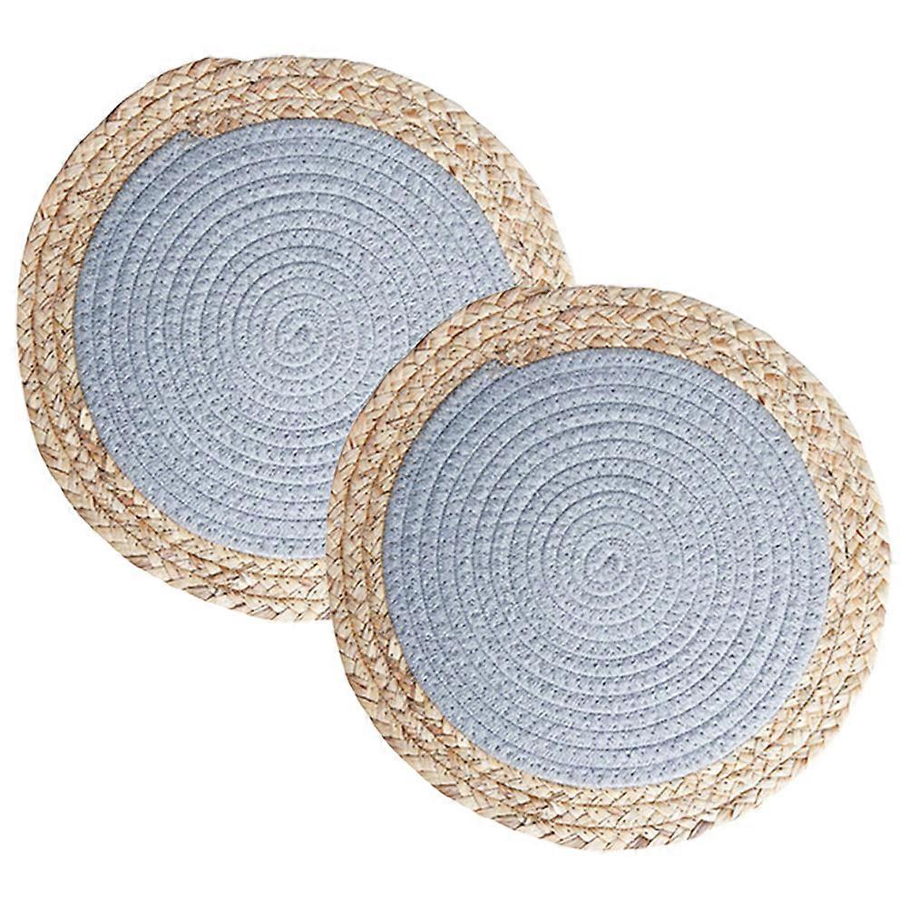 Woven Table Heat Insulated Mat Round Shape For Restaurant Kitchen 2Set