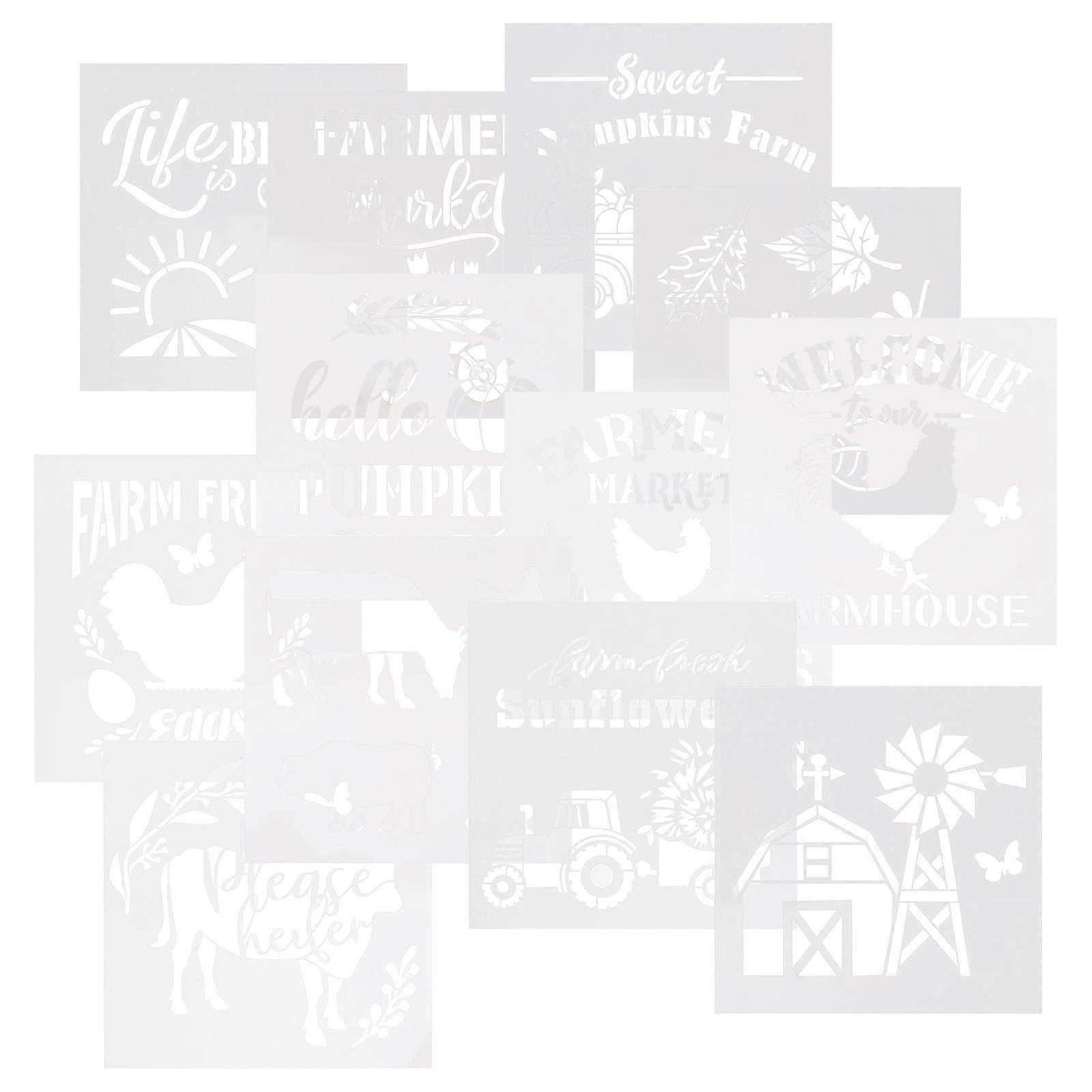 Craft Stencils 12Pack Reusable Stencils For DIY Painting Projects 15.5X15.5cm White Durable Template