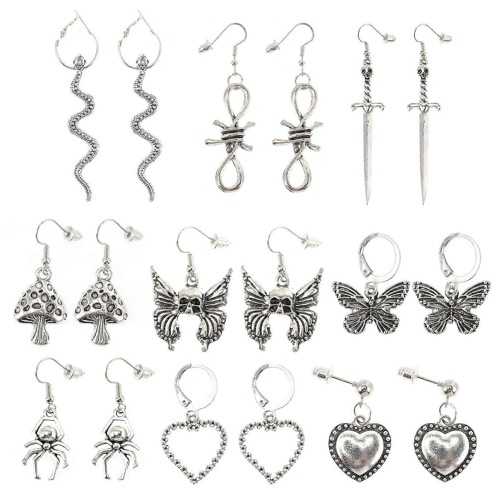 Mushroom Earring Set for Women Anniversaries Vintage Heart Shape Earrings 9 Pairs