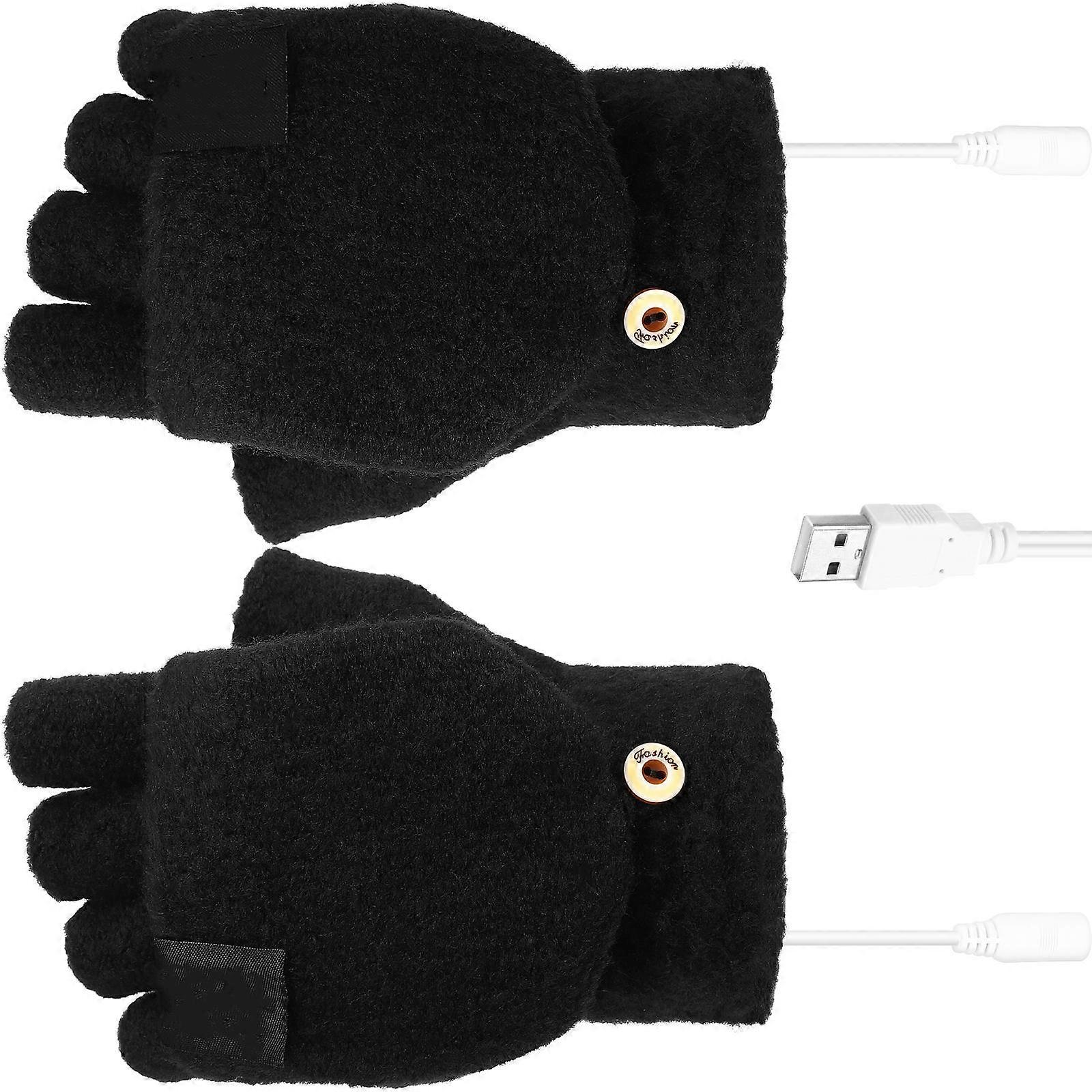 Winter Hand Warmers Gloves For Office Use And School Use Black Flip Design Heating 1 Pair