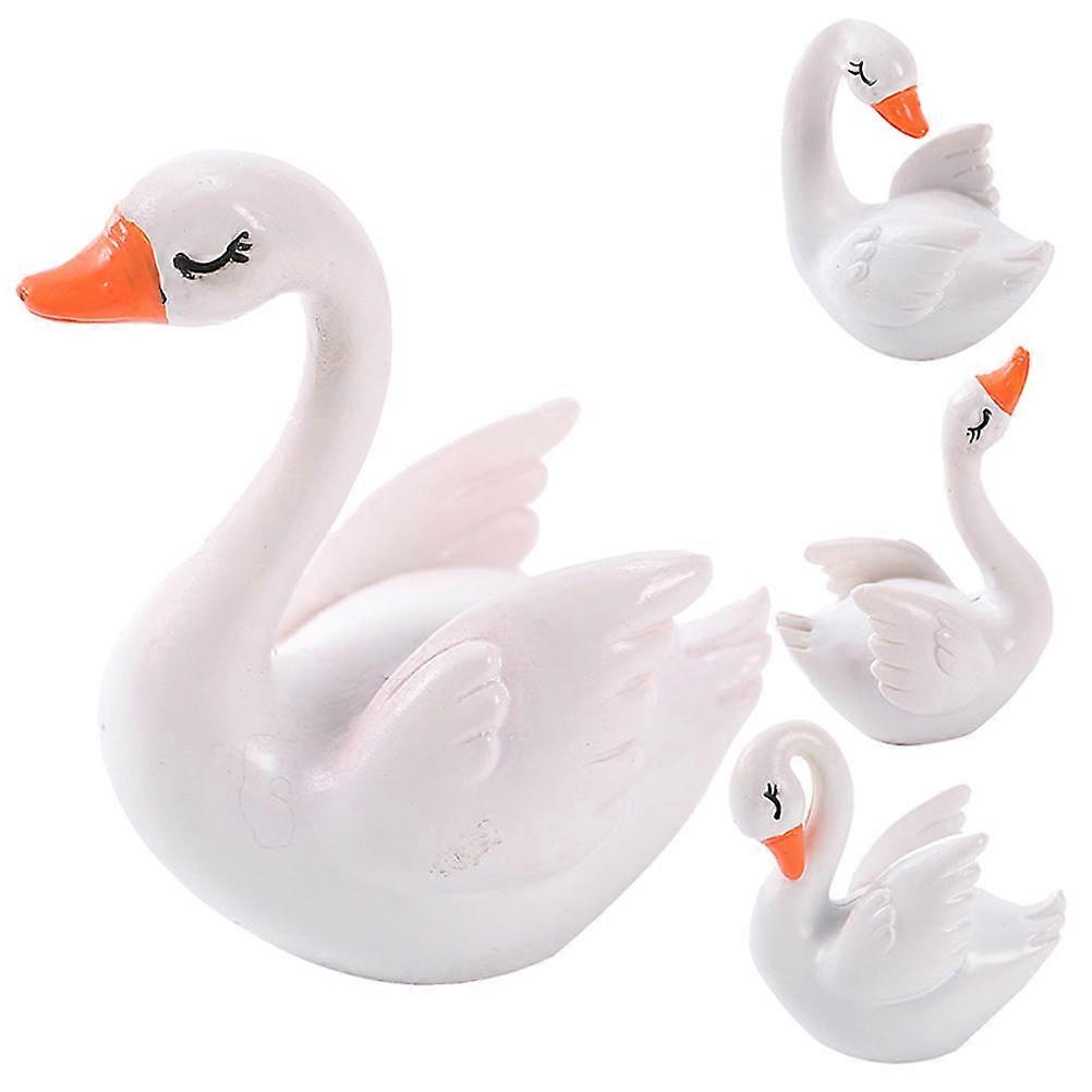 4pcs Mini Swan Figurines for Garden, Flower Pots, Christmas Decor, and Home Tabletop Display