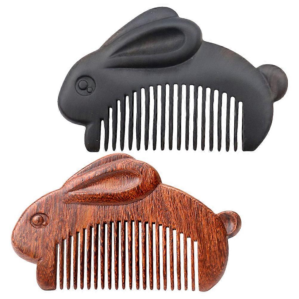 Bunny Portable Wood Comb for Women and Men Adorable Design Compact and Versatile for Home Use Assorted Colors 2PCS