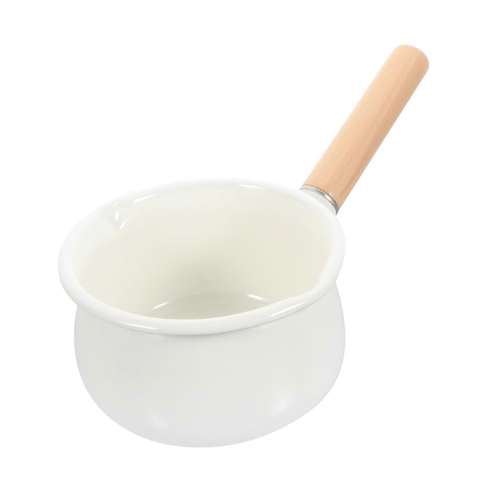 Enamel Saucepan with Comfortable Handle, Even Heating for Milk and Food, Dishwasher Safe