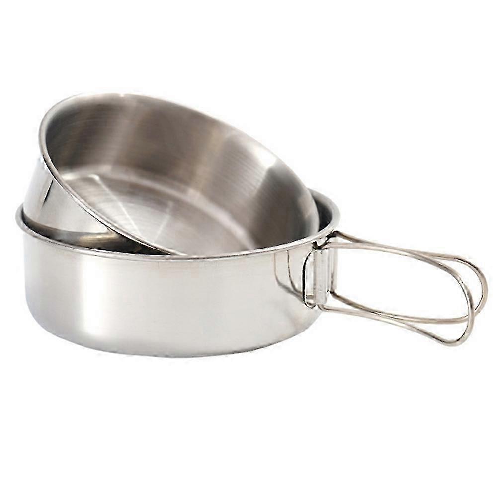 التخييم في الهواء الطلق وعاء قابل للطي أدوات مائدة محمولة شكل دائري حواف ناعمة متينة آمنة للاستخدام لفترة طويلة 2 قطعة 10.5X5X3.5 سم ألوان متنوعة SZRH AD