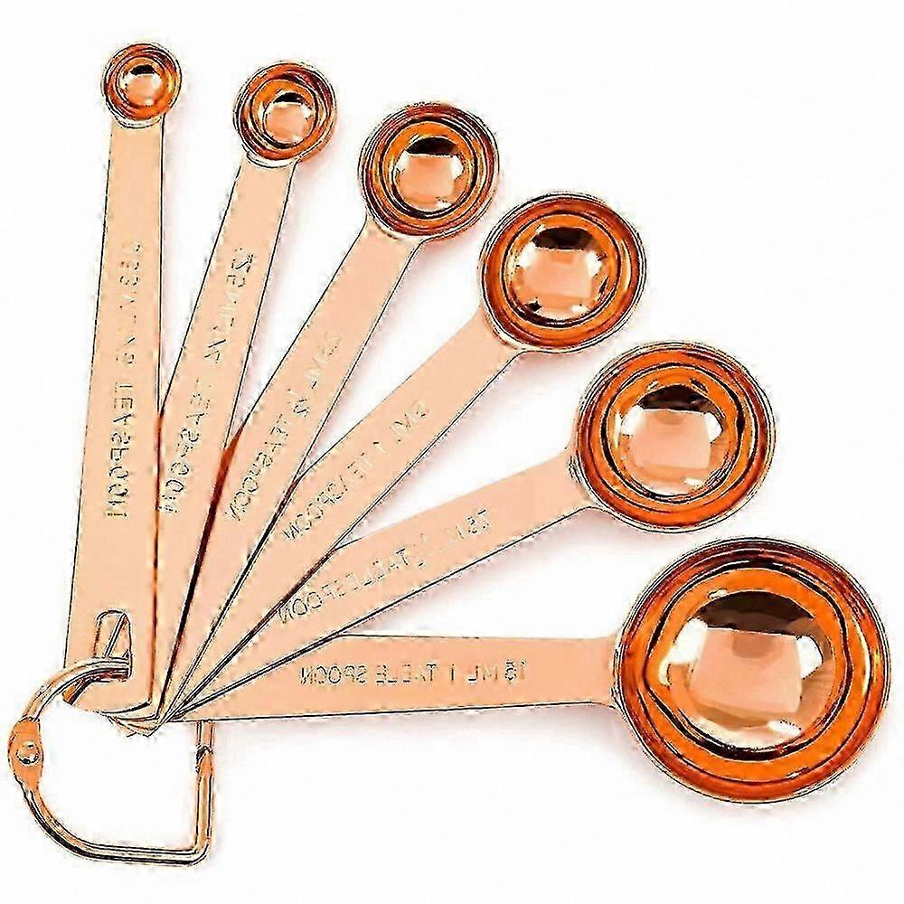 Set of 6 Copper-Plated Measuring Spoons for Kitchen Use