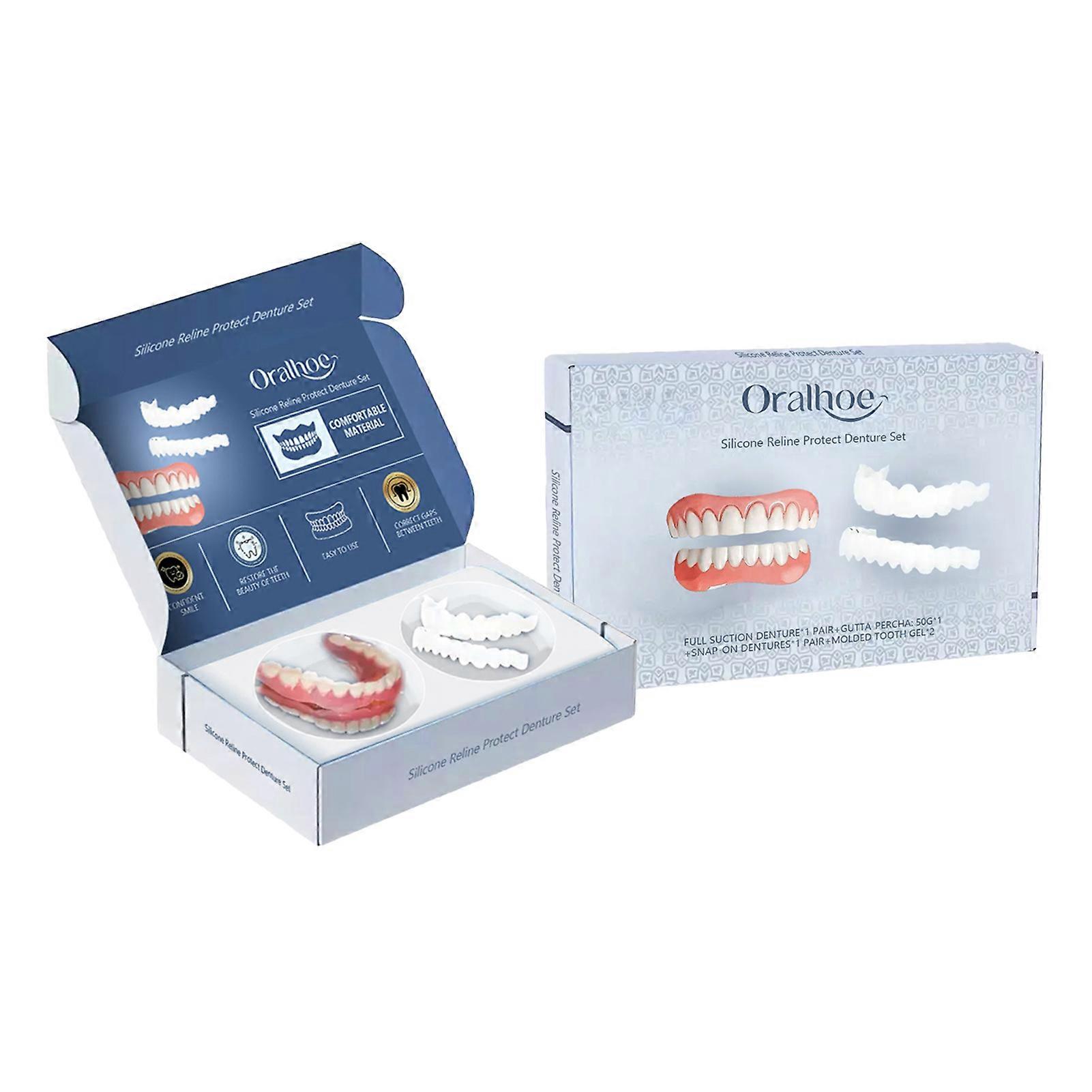 Upper and Lower Denture Reline Kit Comfort Fit Dentures Teeth Set
