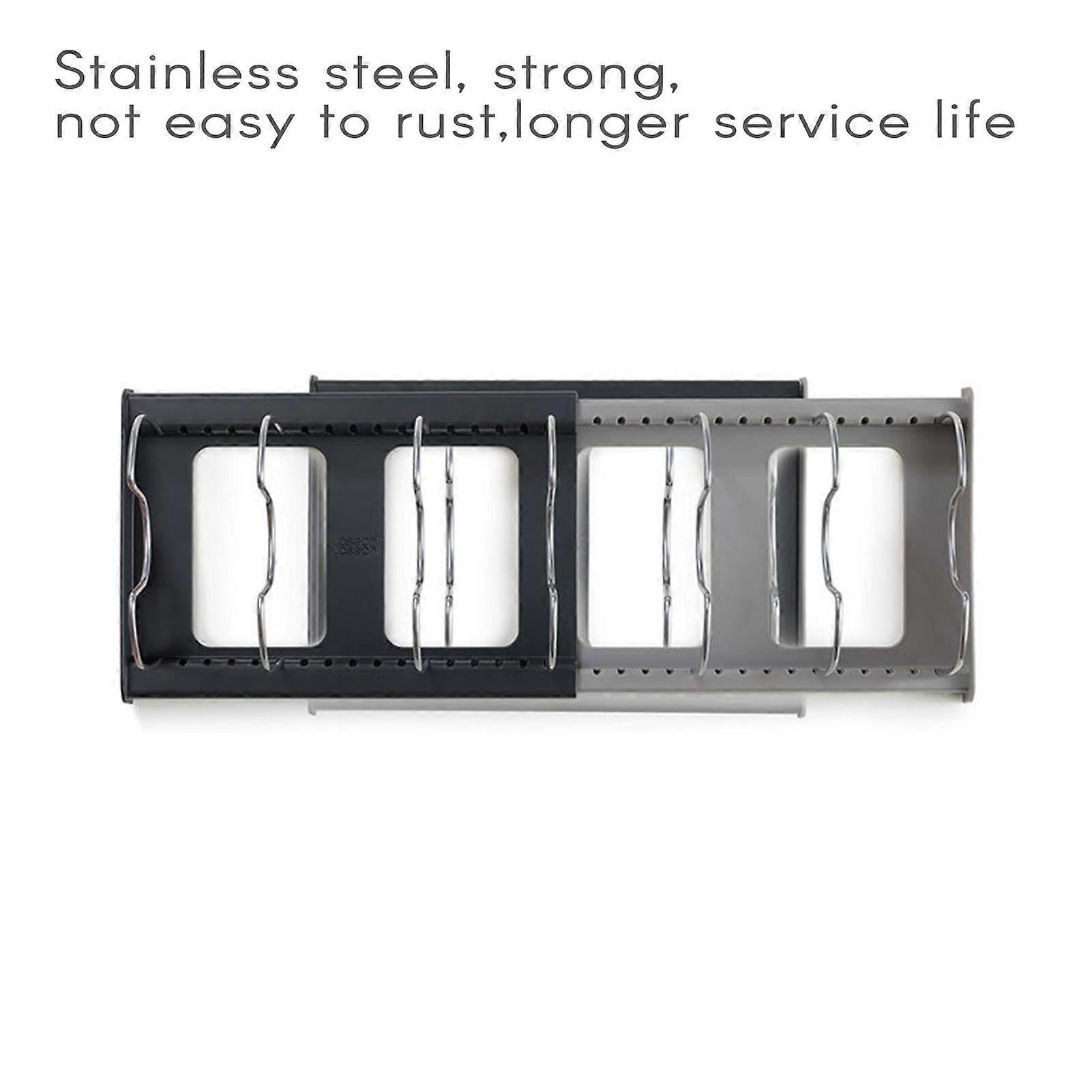 Pot and Pan Organizer Rack Kitchen Rack Organizer for Lid Pots Pans Stainless Steel Adjustable Shelf