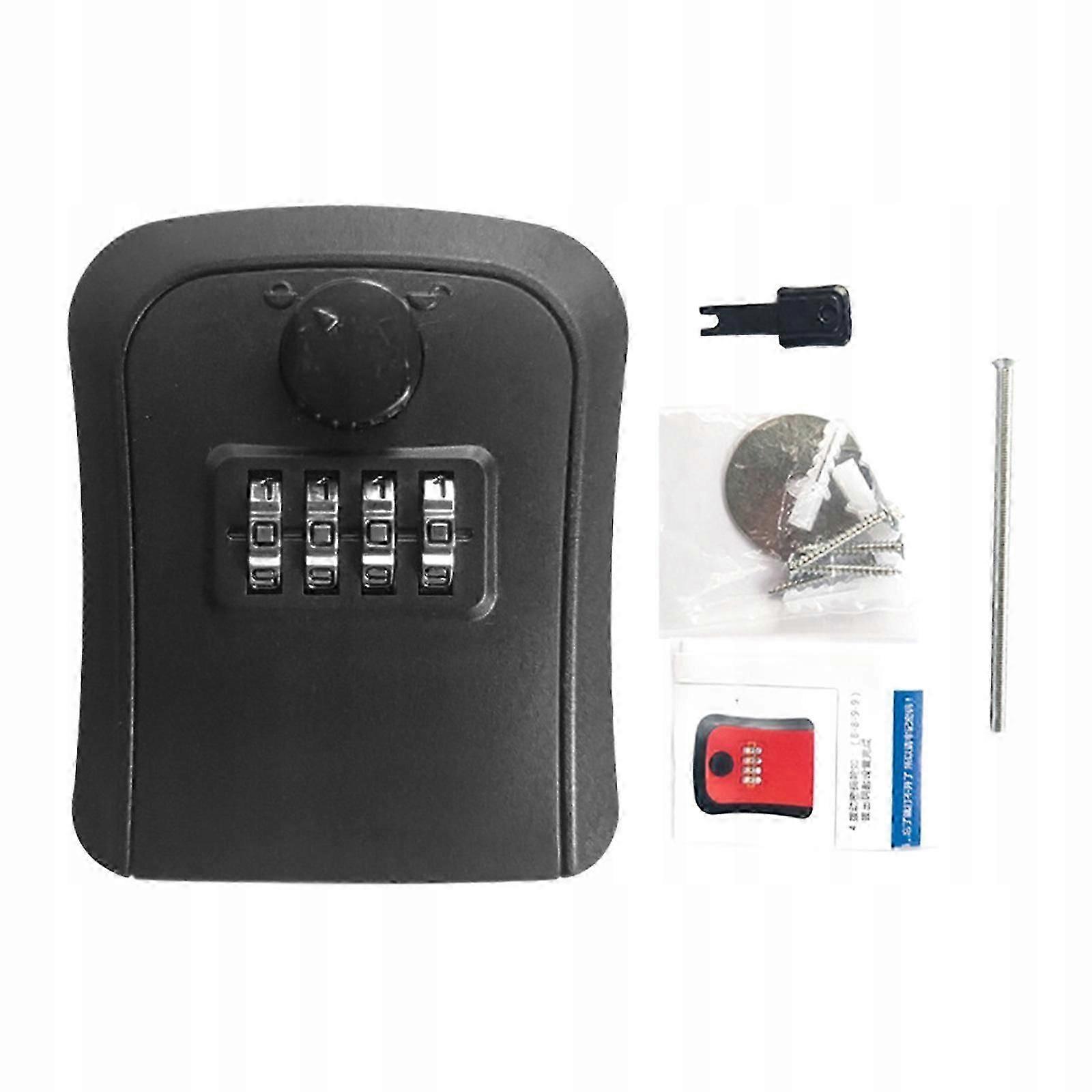 Key Lock Box Wall Mount Resettable 4 Digit Code Security Lock Box Black