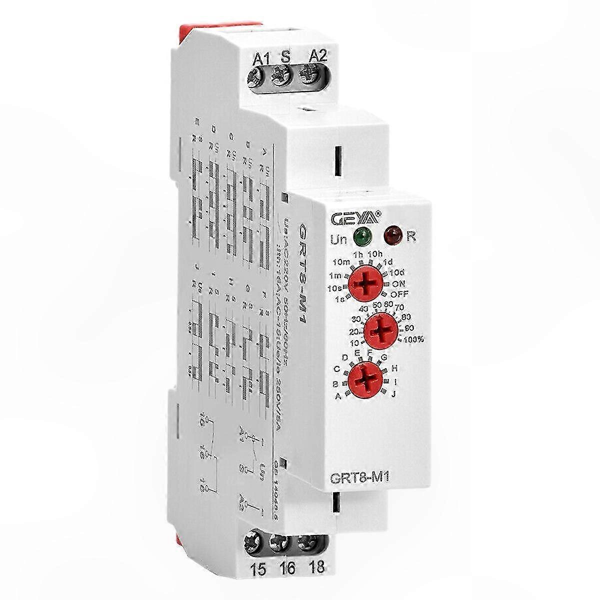 Din Rail Mount Time Delay Relay 16A AC/DC12V-240V Multifunction Timer Switch