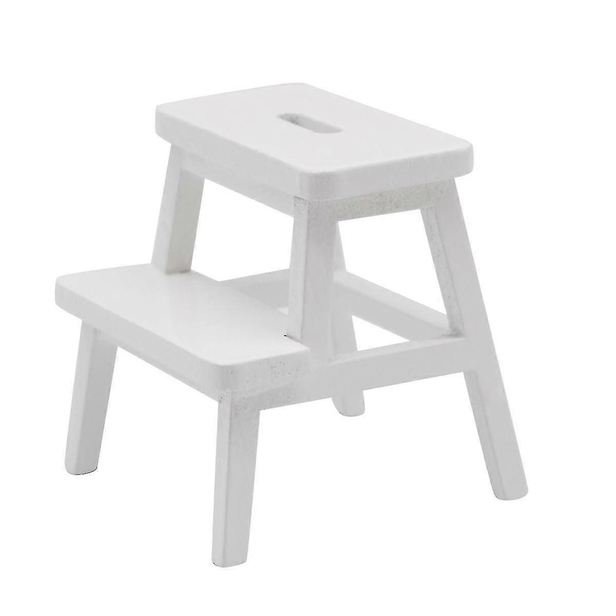 1/12 Miniature Step Stool Wooden Kitten Footstool Double-layer Sit ...