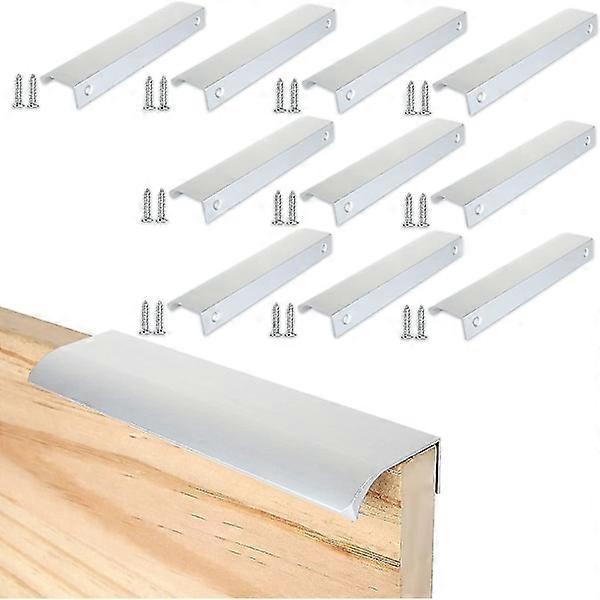 10 Pcs Hidden Cabinet Handles Modern Drawer Pulls Knobs