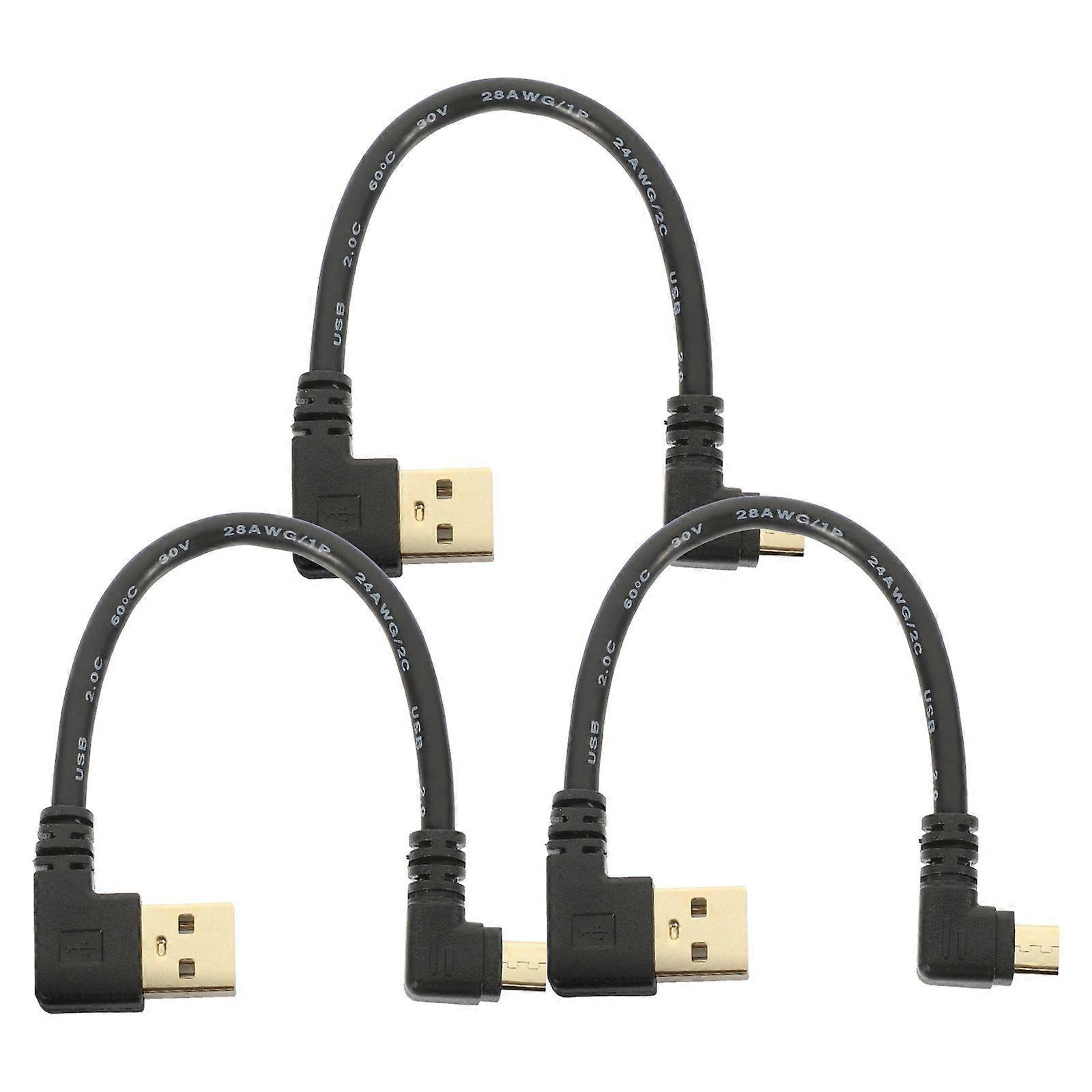 3pcs Right Angle Micro USB Cable Micro USB Charging Cable For Data Transfer