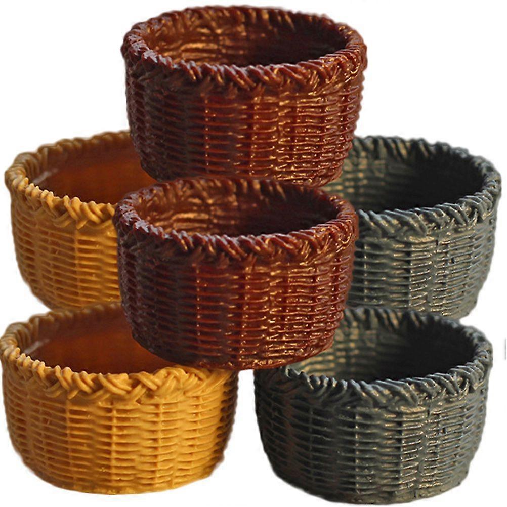 6Pcs Mini Basket Model Creative Storage Basket Ornament Mini House Accessories