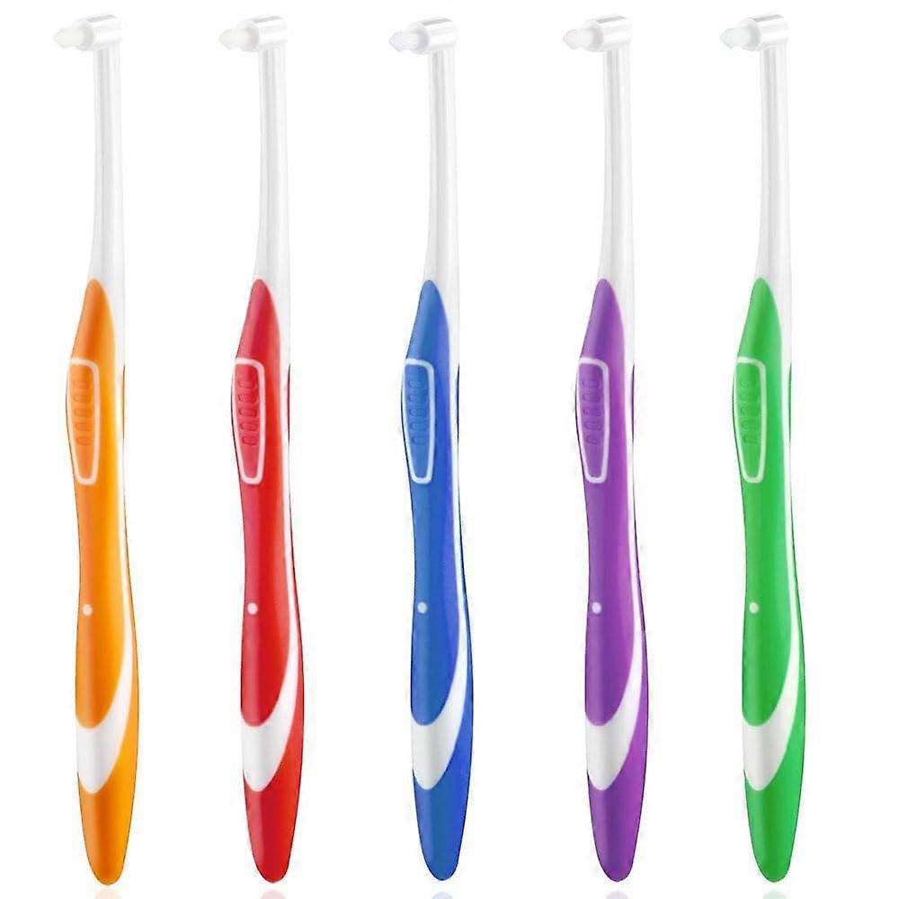 Tuft Toothbrush 5-Piece Set, Single Tuft End-Tuft Interspace, Compact Interdental Brush For Orthodontic Braces