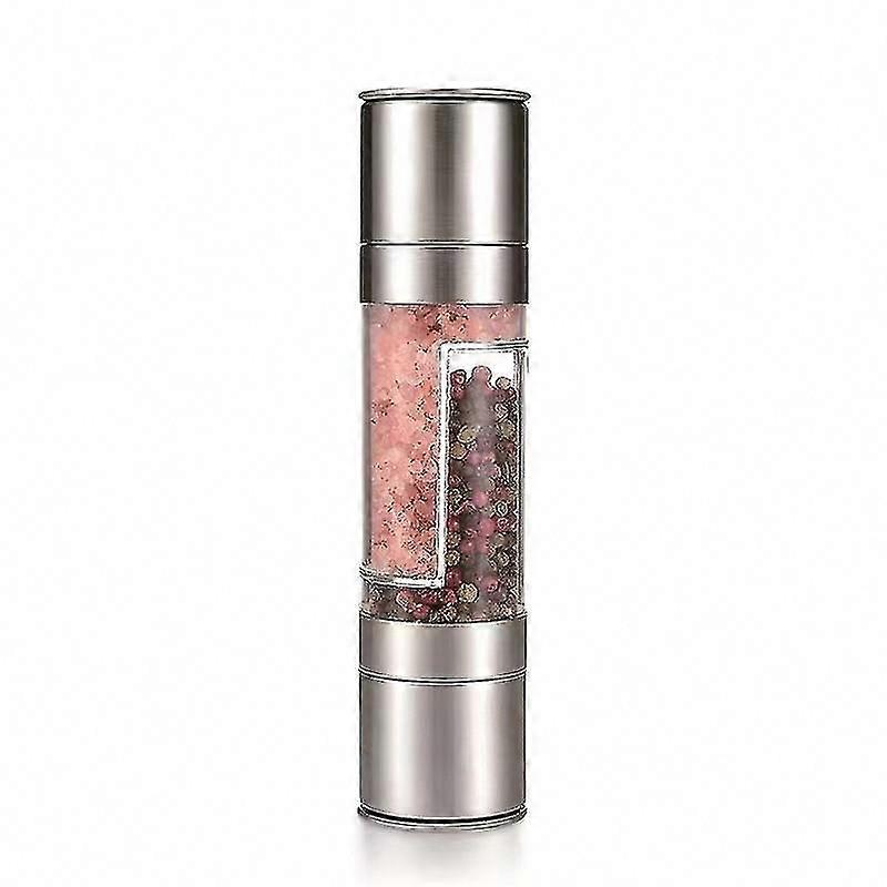 2-in-1 Stainless Steel Salt and Pepper Grinder with Dual Grinding Core for Simultaneous Seasoning