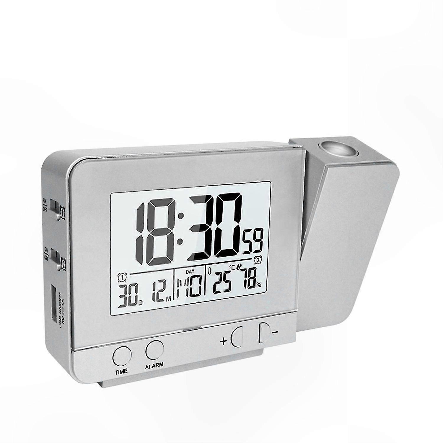 Digital Projection Clock with Temperature and Humidity Display for Bedroom Use Ceiling Projector Dimmable Timer Function