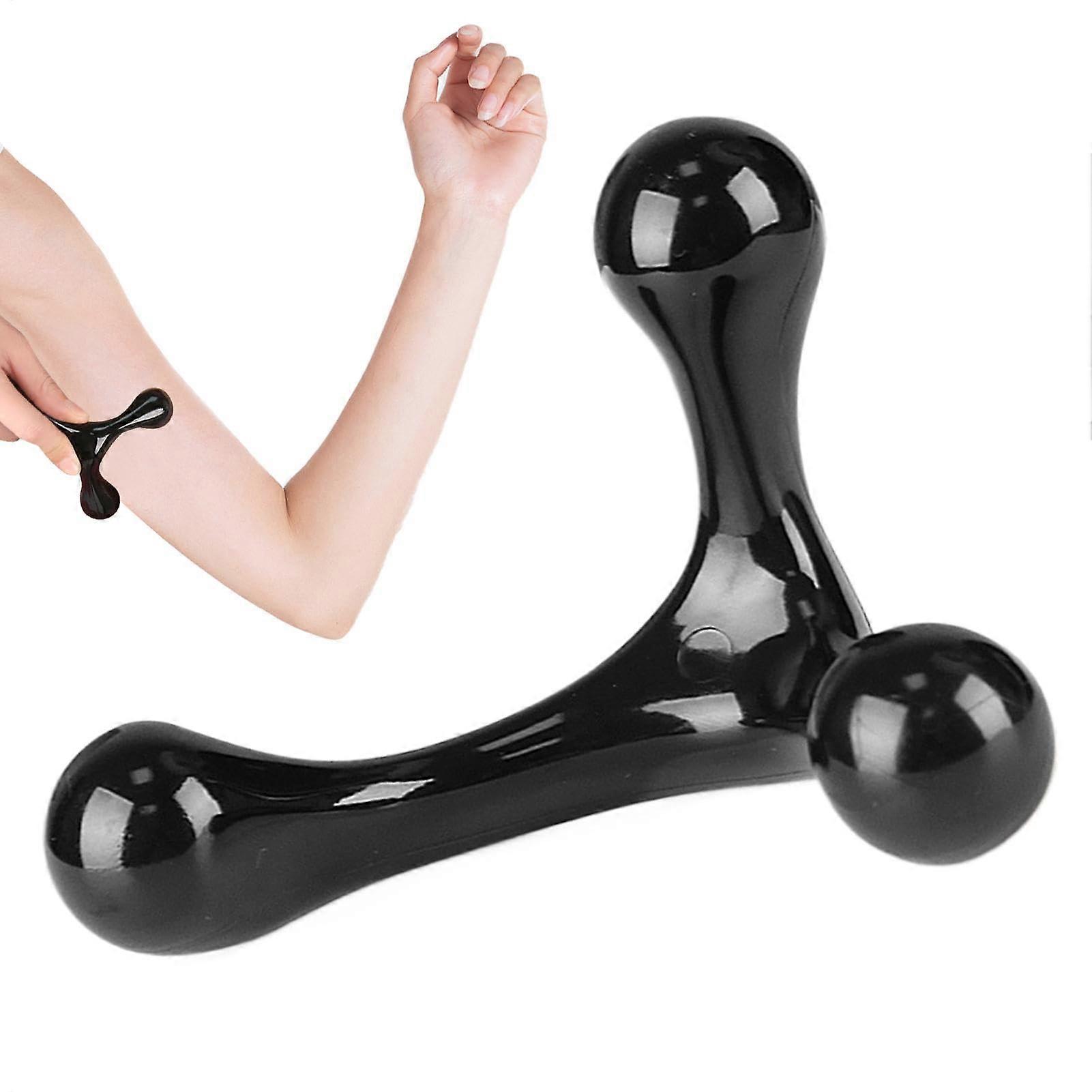 Trigger Point Massager Deep Tissue Tool with Ergonomic Grip for Back and Neck Relief, Portable 17x16x5 cm Black for Adults and Athletes