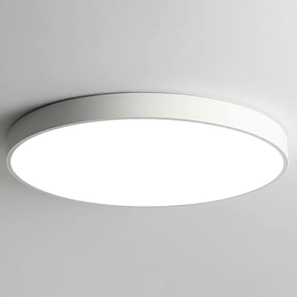 Slim 12-Inch 56W LED Ceiling Light 4940lm Tri-Color 3000K-6000K Dimmable Ultra-Thin Recessed Lighting Blanc 23cm