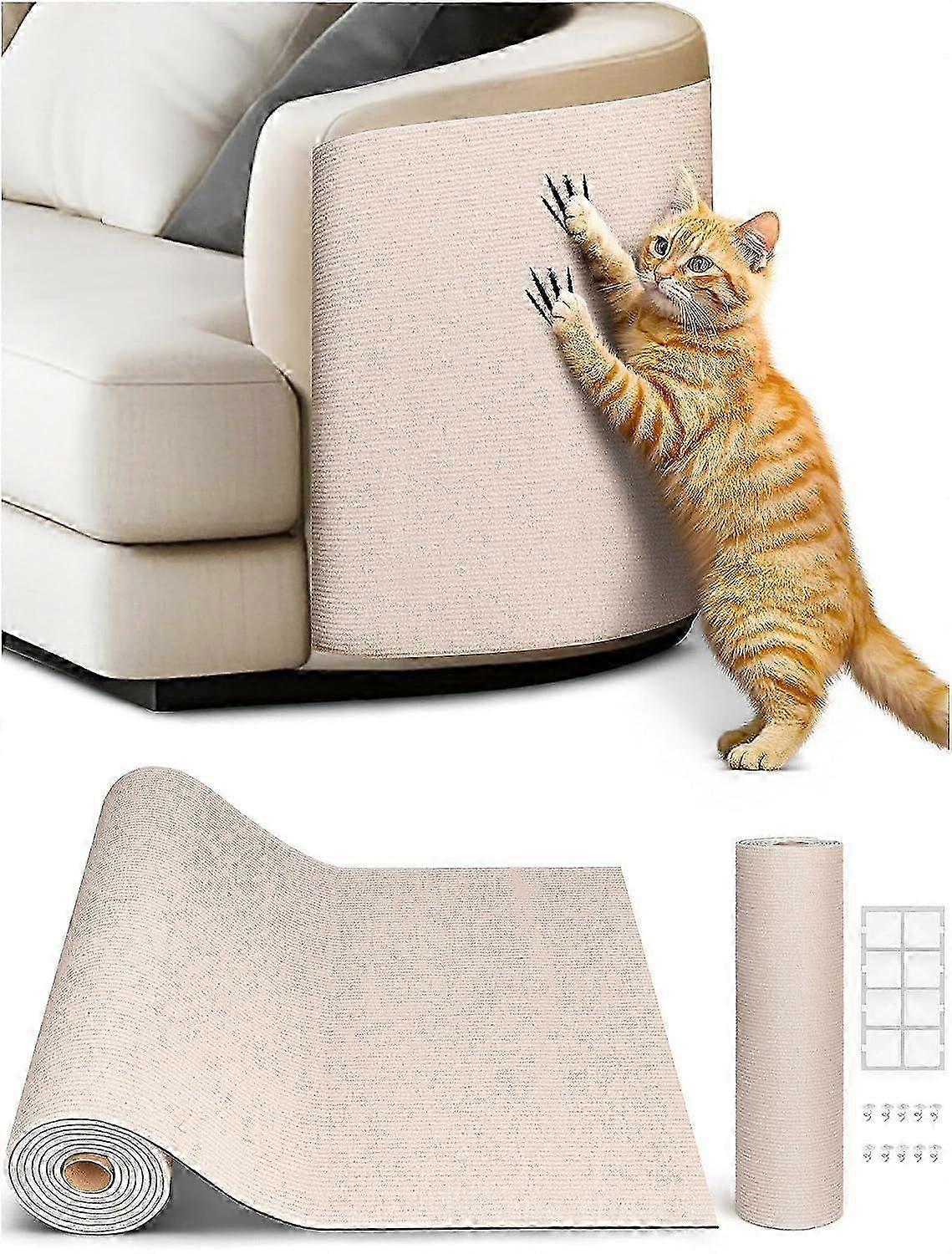 78.7"x15.8" Cat Scratch Mat, Trimmable Self-Adhesive Carpet, DIY Climb Cat Scratcher for Furniture Couch or Wall Protector, Covering Cat Scratching Po