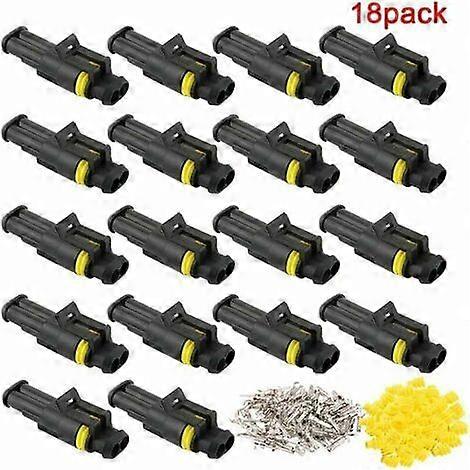18 Kit Professional 2 Pin Car Waterproof Electrical Wire Connector Terminal Plug