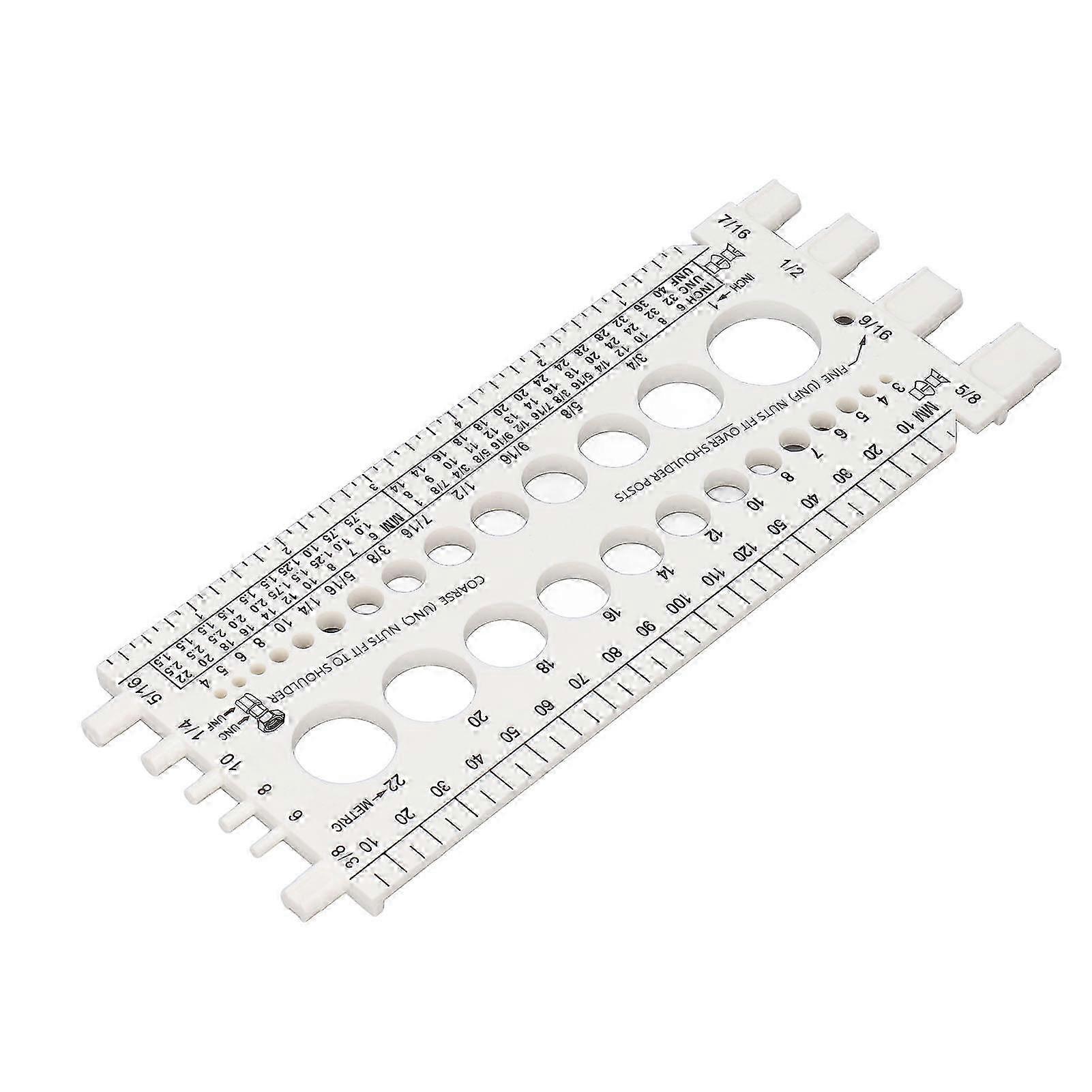 2025 Nut Bolt Thread Gauge Checker M3 to M22 Metric and #4 to 3/4 Imperial Sizes Bolt and Nut Identifier Gauge White