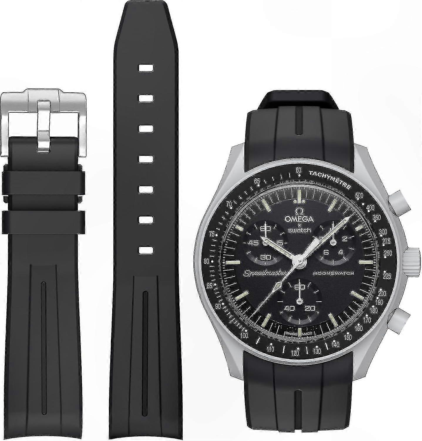 20mm Soft Rubber Watch Strap Replacement for Omega X Swatch-Compatible Models