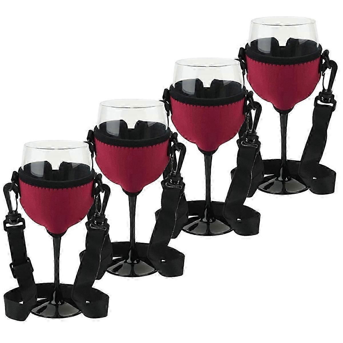 Portable wine glass sling holder set