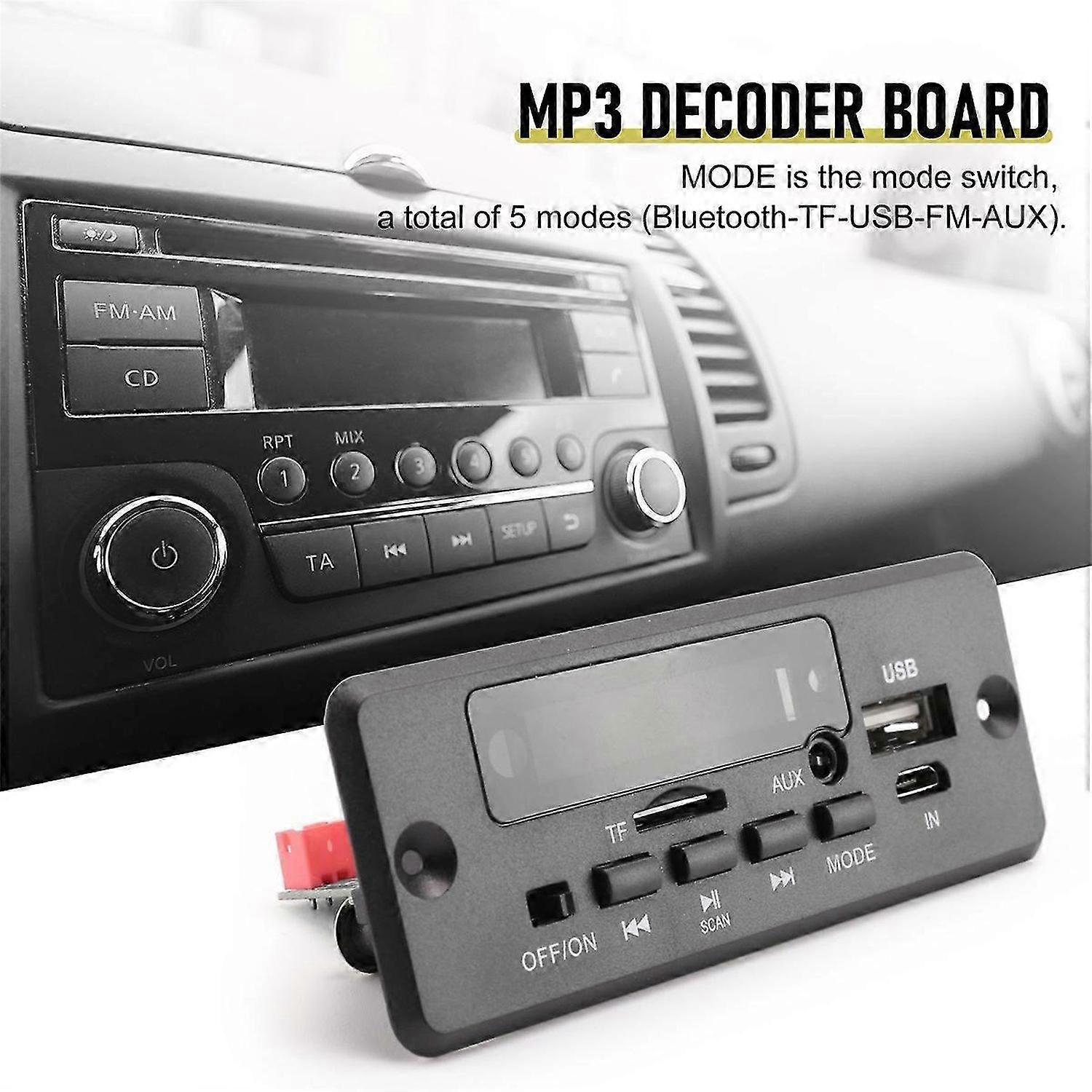 2X25W 50W Amplifier MP3 Player Decoder Board 5V-12V Bluetooth 5.0