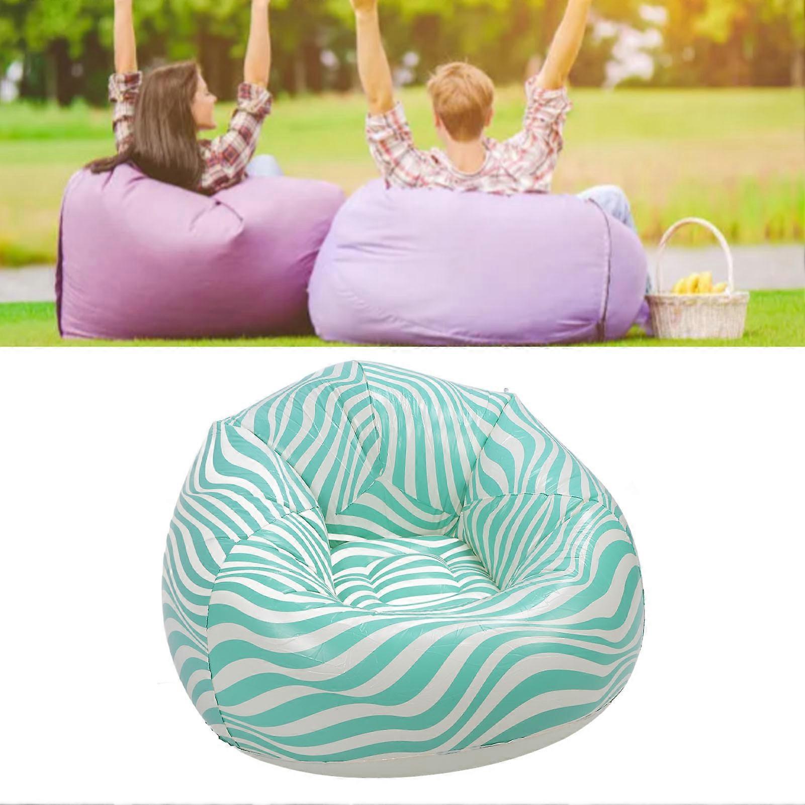 Inflatable PVC Chair Green Wave Strip Pattern Ergonomic Design