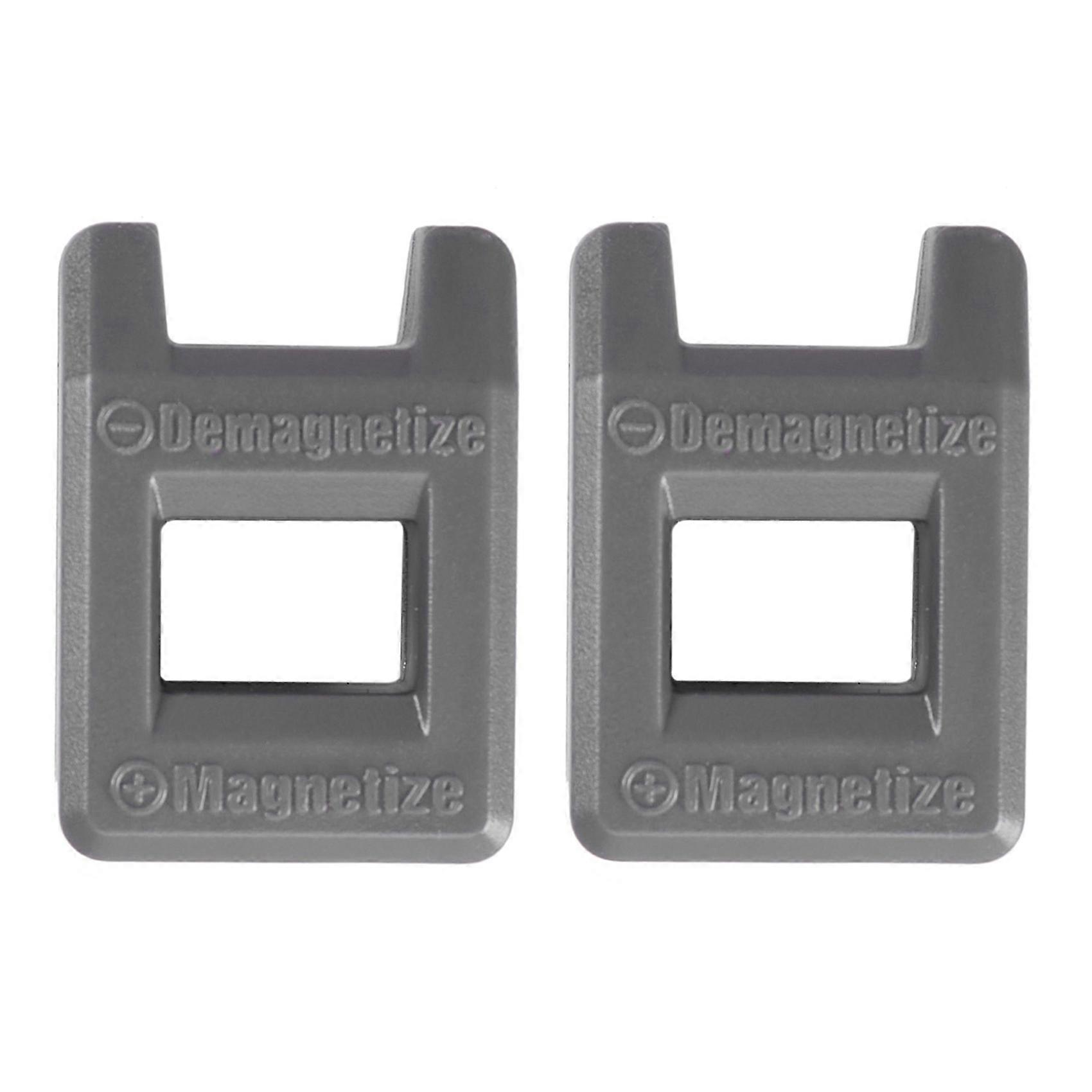 2X Screwdriver Magnetizer Degaussing Demagnetizer Magnetic Practical Pick Up Tool Color:Gray