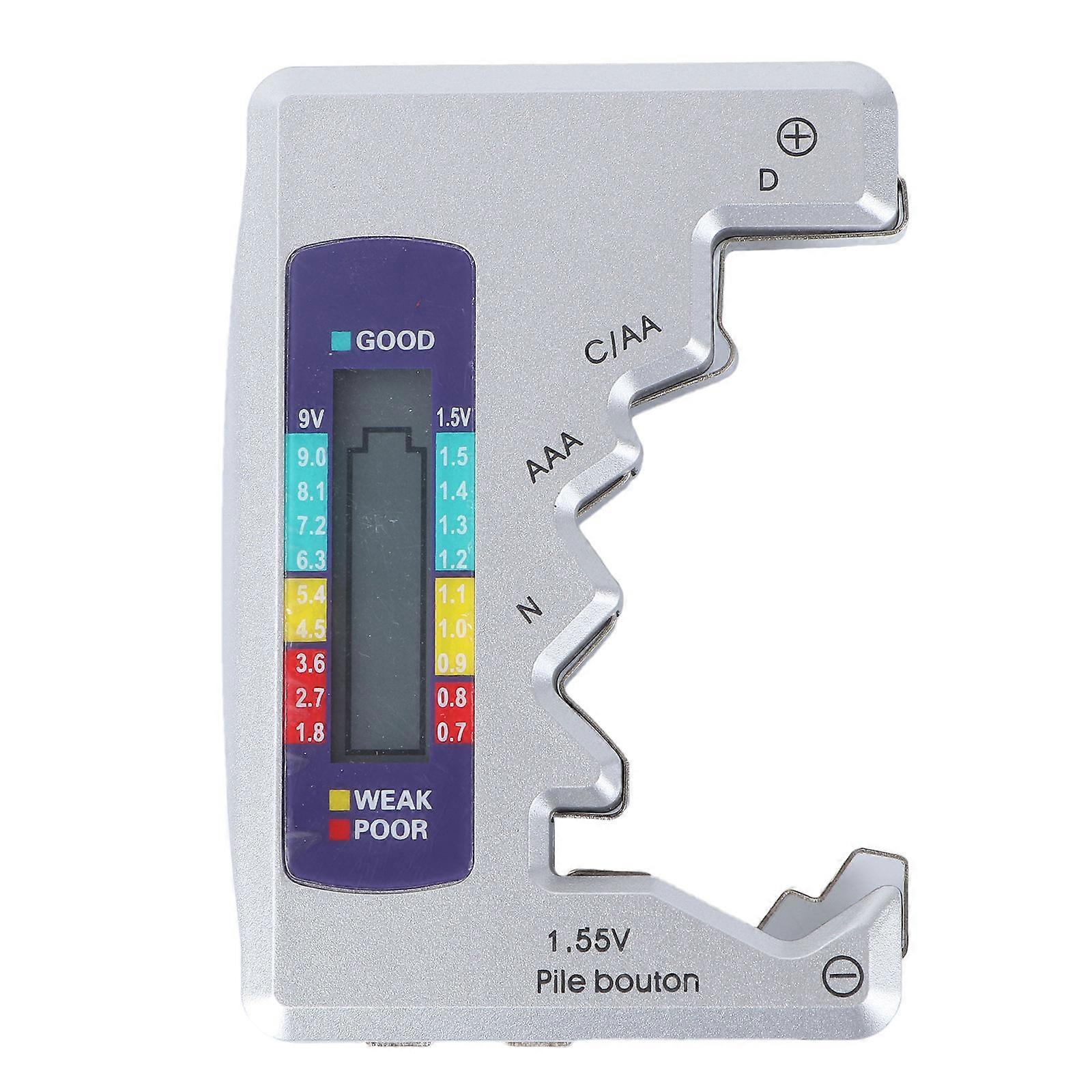 Battery Cell Tester Portable Digital Display Battery Power Meter for 9V Aa Aaa