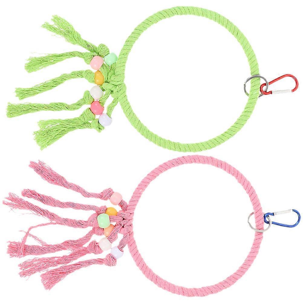 Parakeet Toys Cotton Rope Perch for Bird Cage with 6Pcs Rope Standing Swing