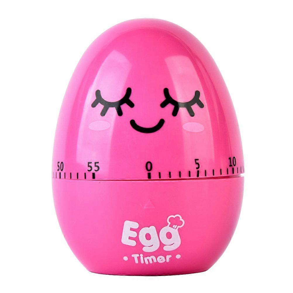 1 Pc Egg Shape Mechanical Rotate Timer Household Countdown Timer Manual Cooking Timekeeper Kitchen Reminder (Rosy)