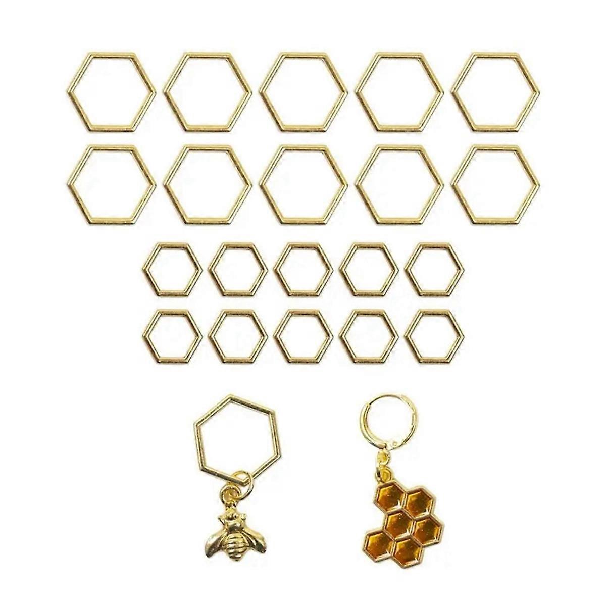 Hexagon Bee Pendants Knitting Markers Tools Sewing Supplies,B