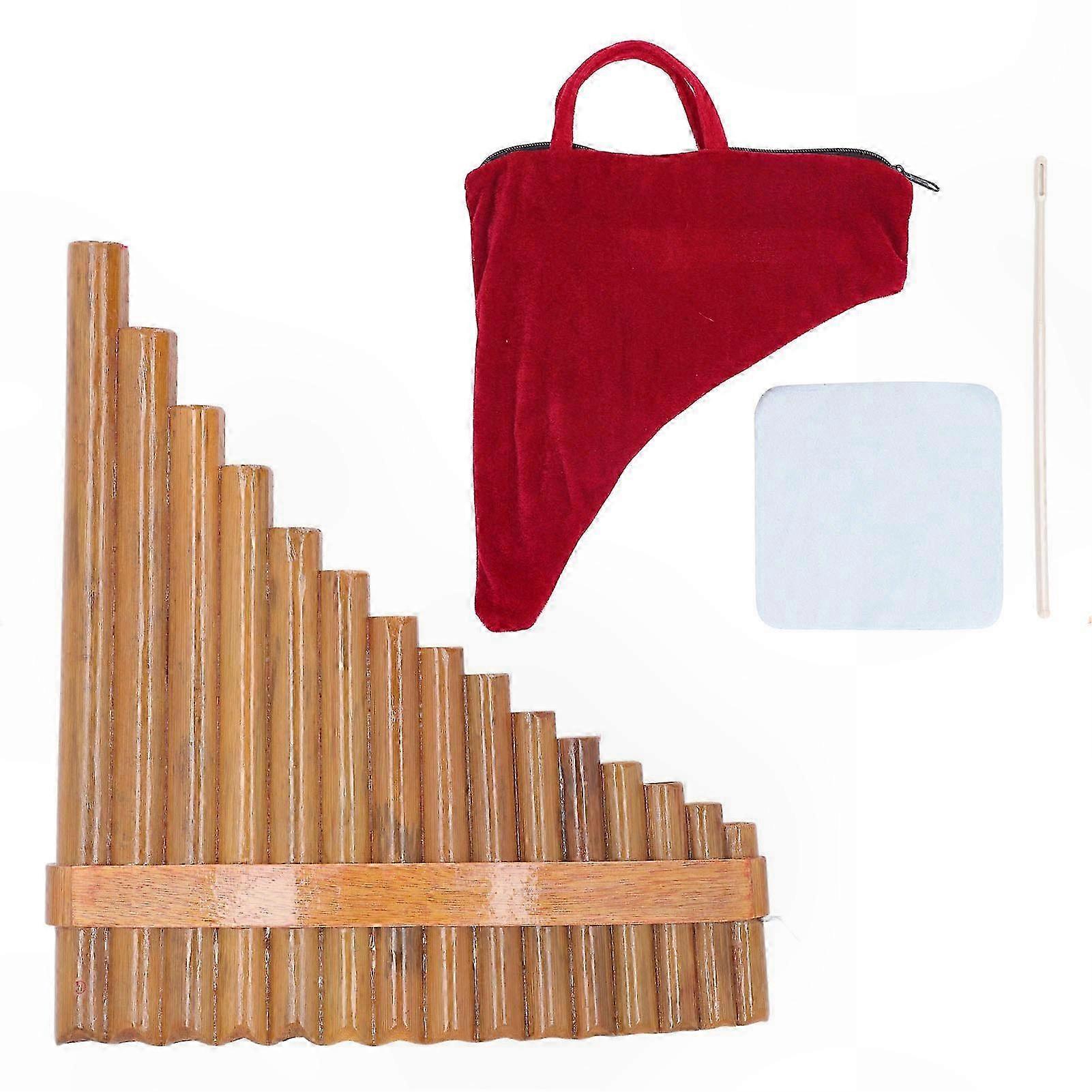 Professional 15-Pipe Pan Flute Treble Clef Musical Instrument Left-Handed