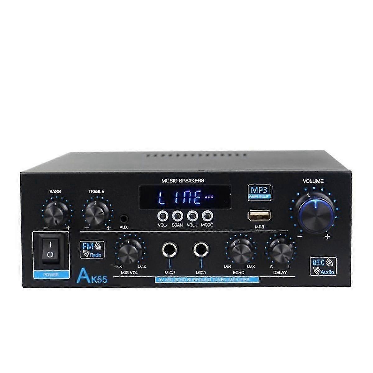 AK55 900W Home Audio Amplifier with Bluetooth 5.0 for High-Fidelity Stereo Sound System