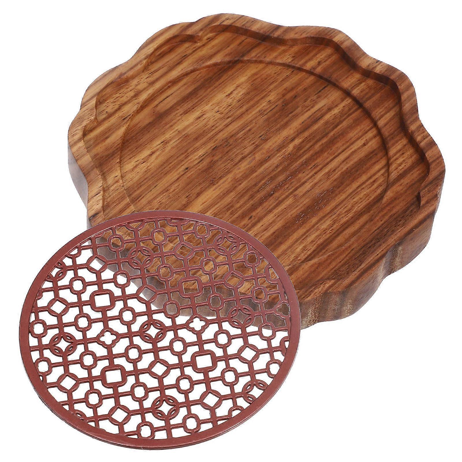 Coffee Wooden Coaster for Cup Holding Including 4Pcs Thickened Mats