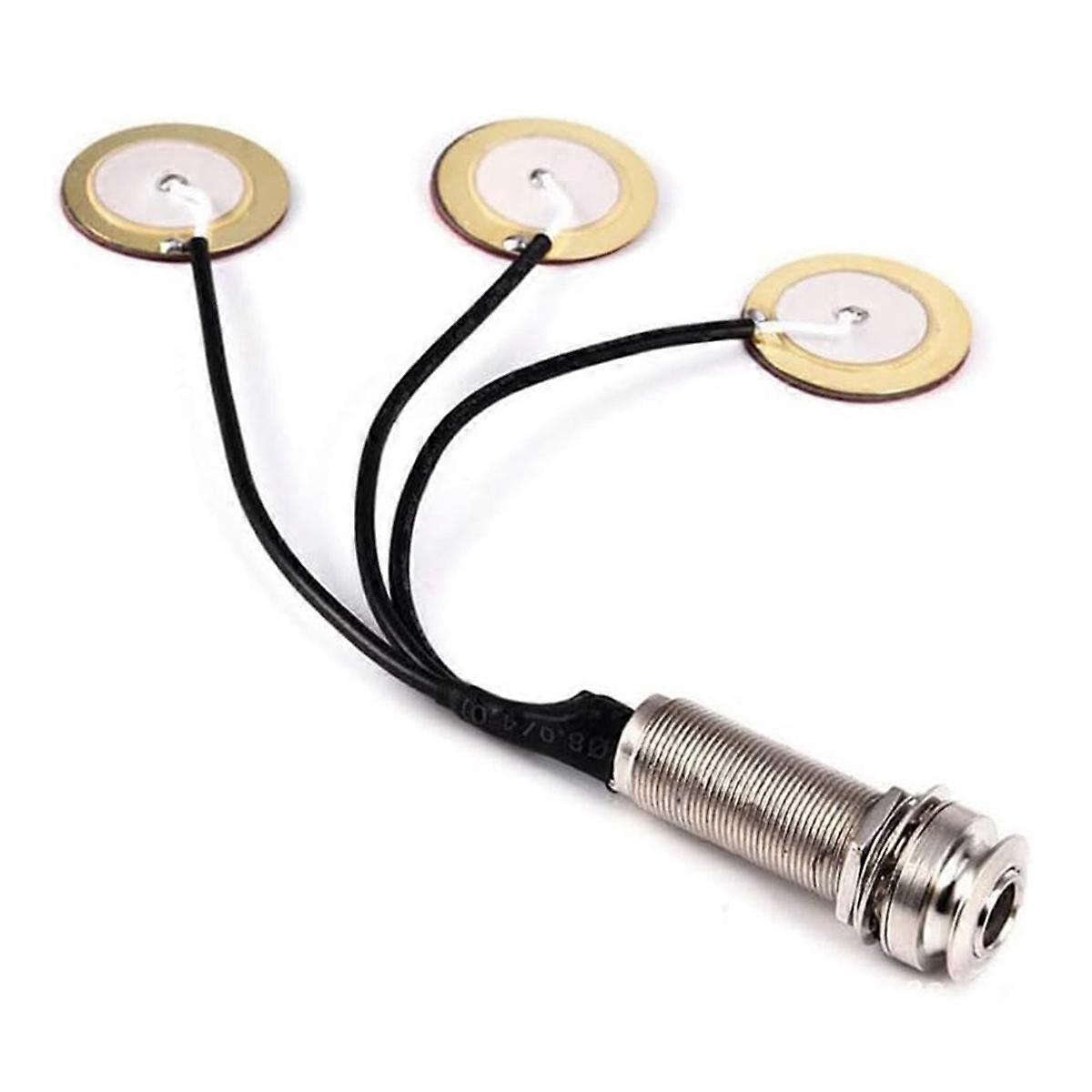 Piezo Pickup Transducer Self-Adhesive 3 in 1 Microphone Contact Acoustic Guitar Preamp Pickup 1/4 In