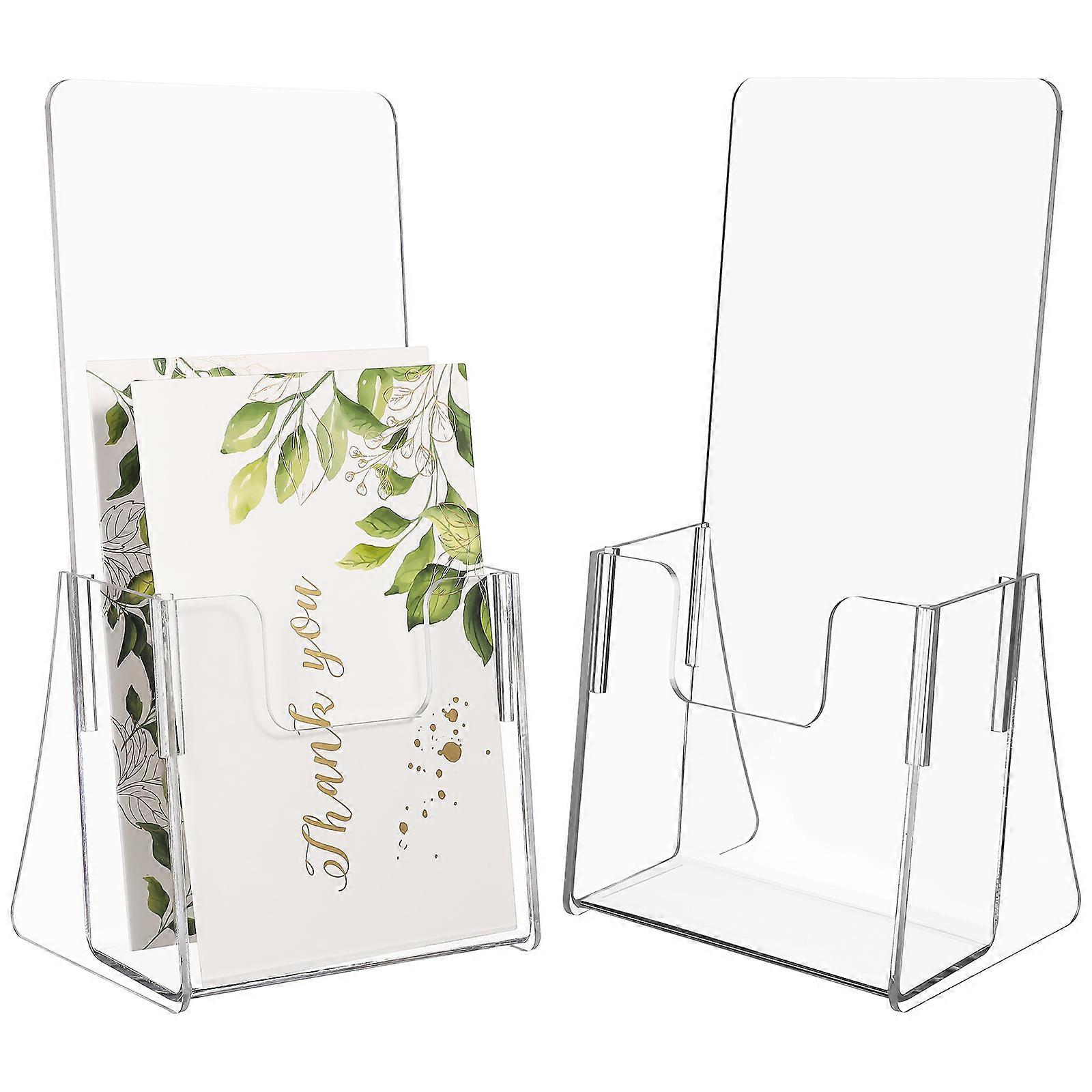 Pamphlet Holder Display Stand for Business Owners Home Users Office Clear Acrylic 2Pcs