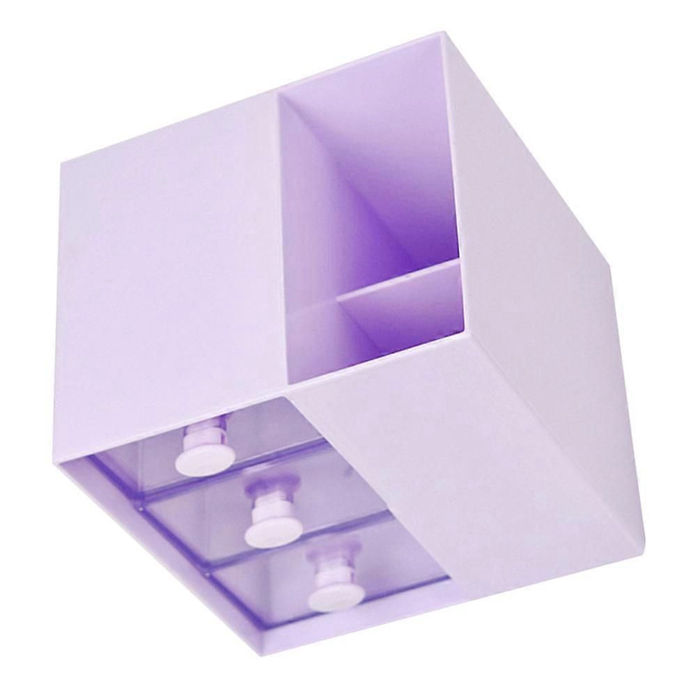 Stationery Container Multi-Function Desktop Box for Storage 2Pcs Purple