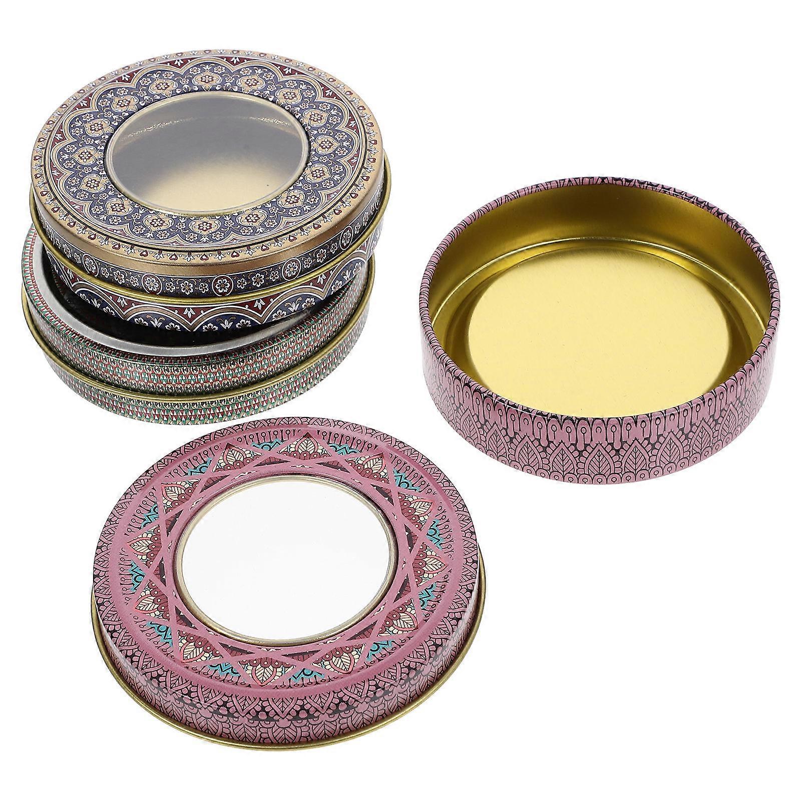 Tin Box With Lid Iron Storage Boxes Home Use Assorted Color Washable 4Pcs