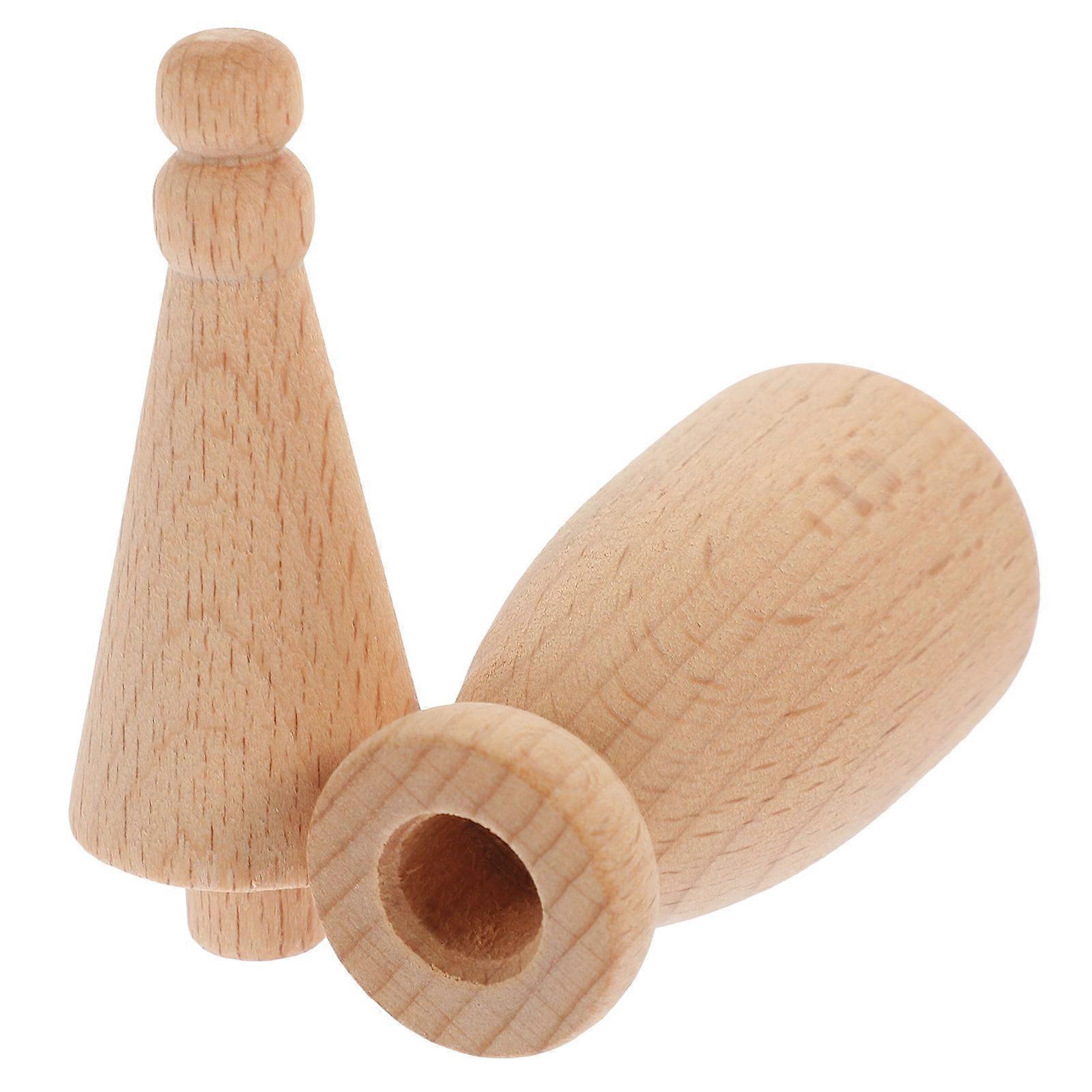 Wooden Peg Dolls DIY Craft 4Pcs for Artistic Expression and Home Decoration